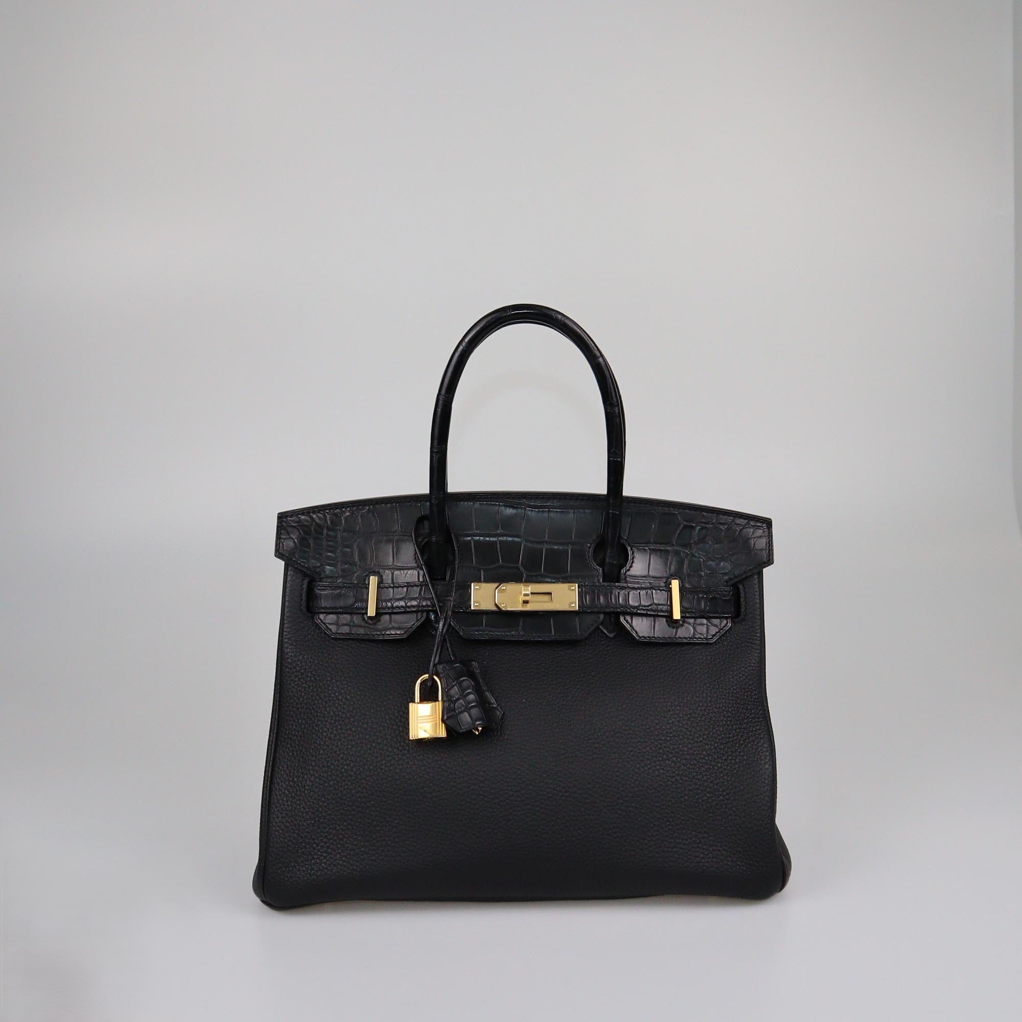 Hermes Black Matt Alligator & Togo Birkin Touch 30 Bag Womens Hermes