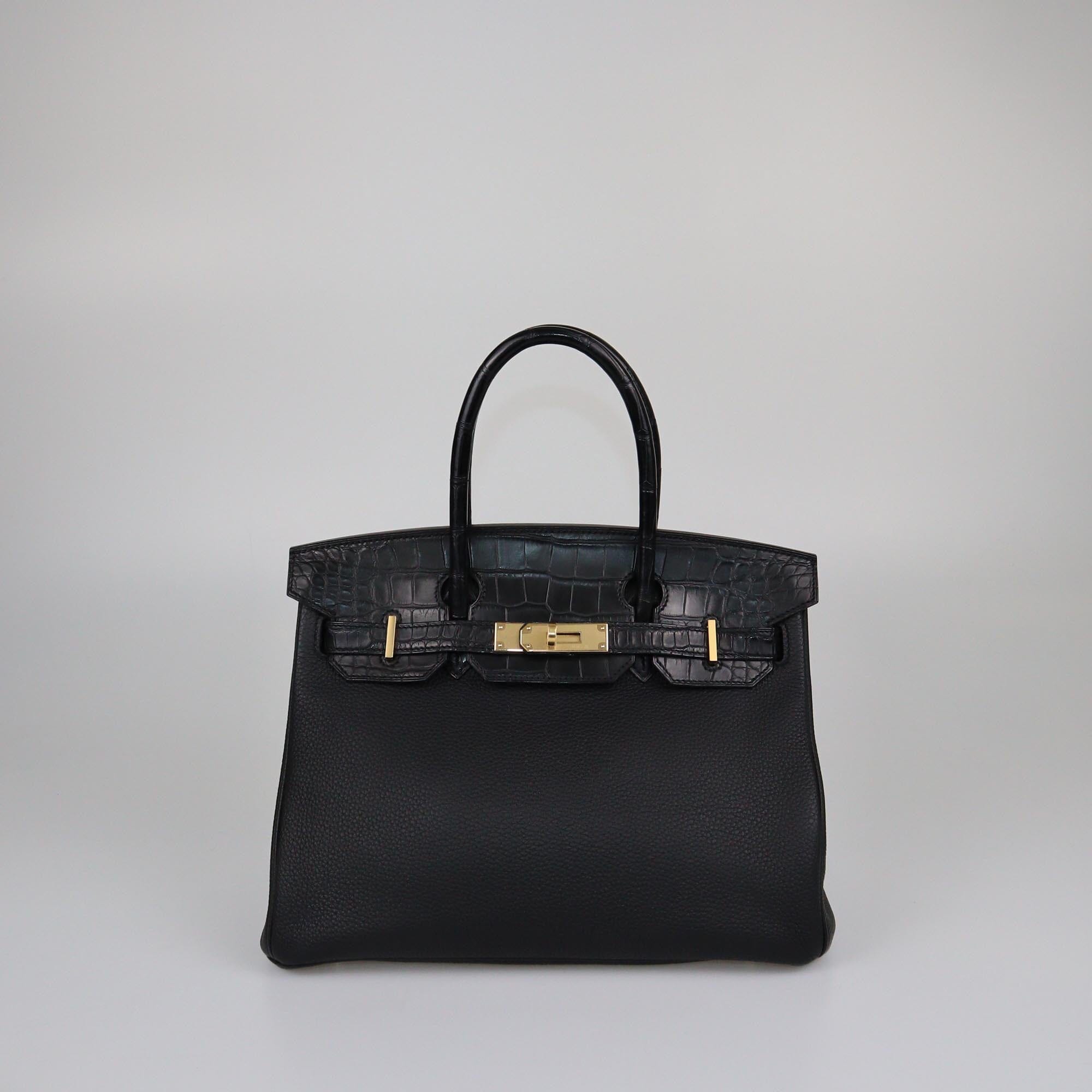 Hermes Black Matt Alligator & Togo Birkin Touch 30 Bag Womens Hermes