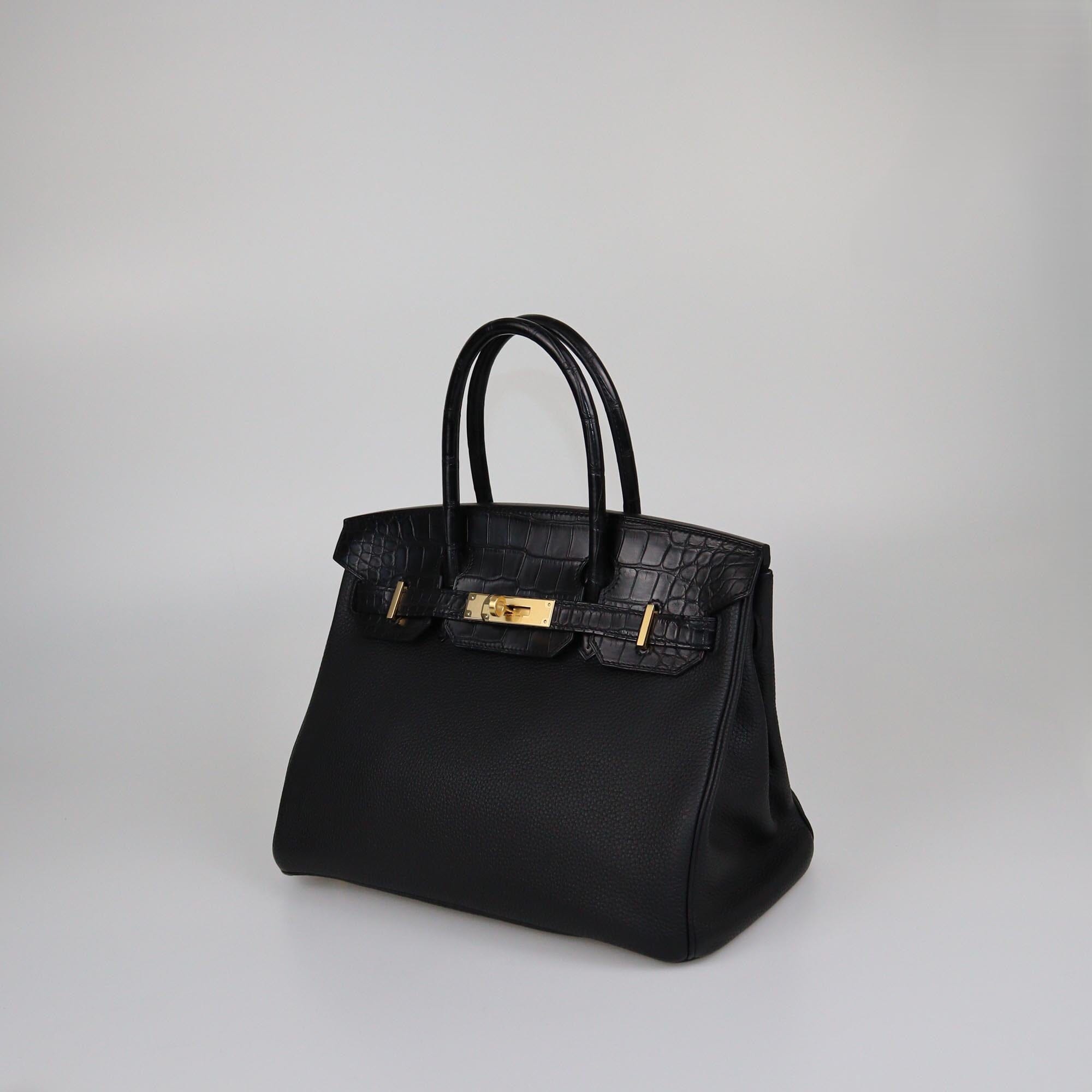 Hermes Black Matt Alligator & Togo Birkin Touch 30 Bag Womens Hermes