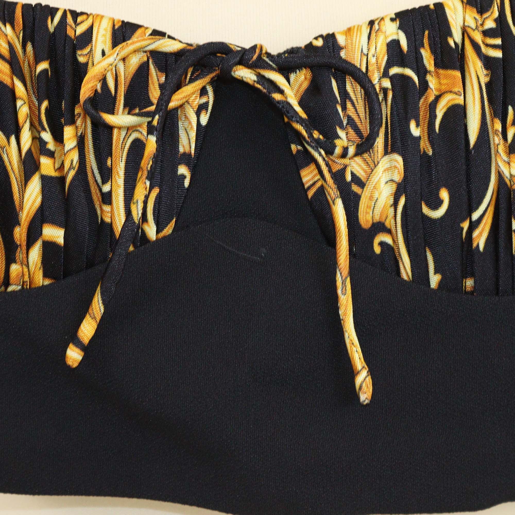 Versace Black/Yellow Barocco Print Crop Top