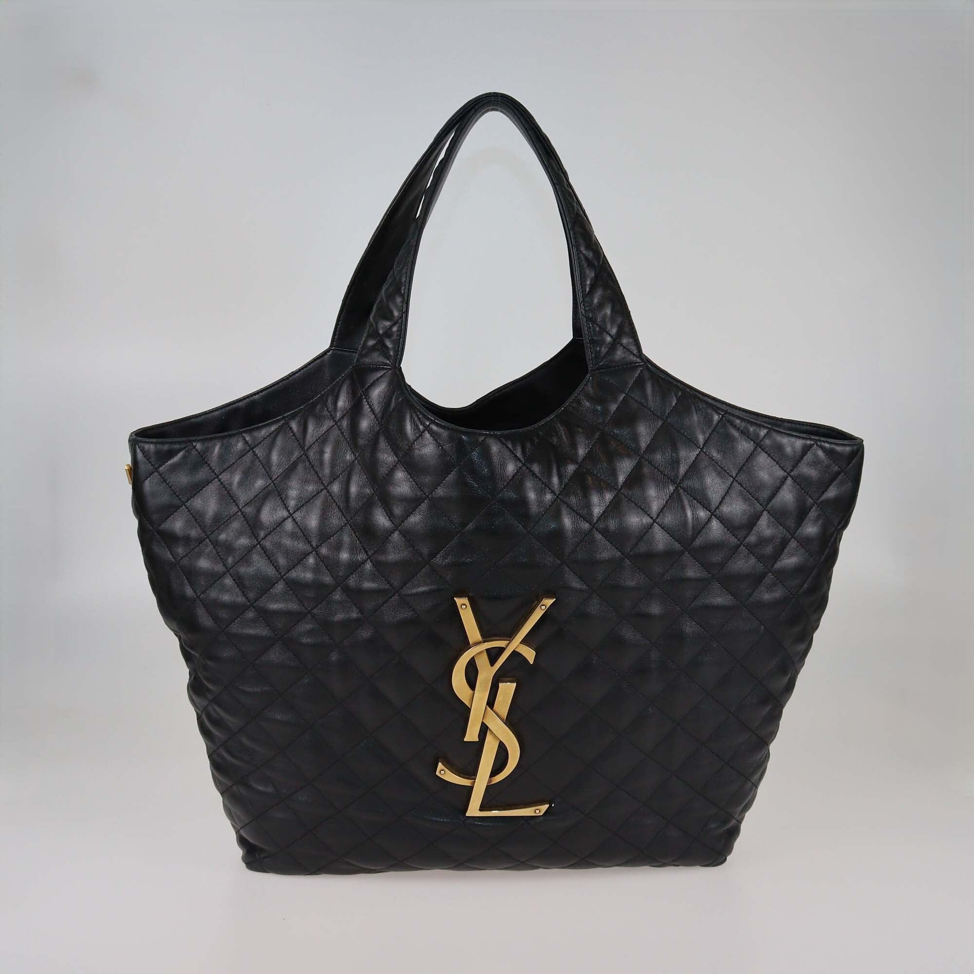 Saint Laurent Black Quilted Maxi ICare Shopping Bag Womens Saint Laurent