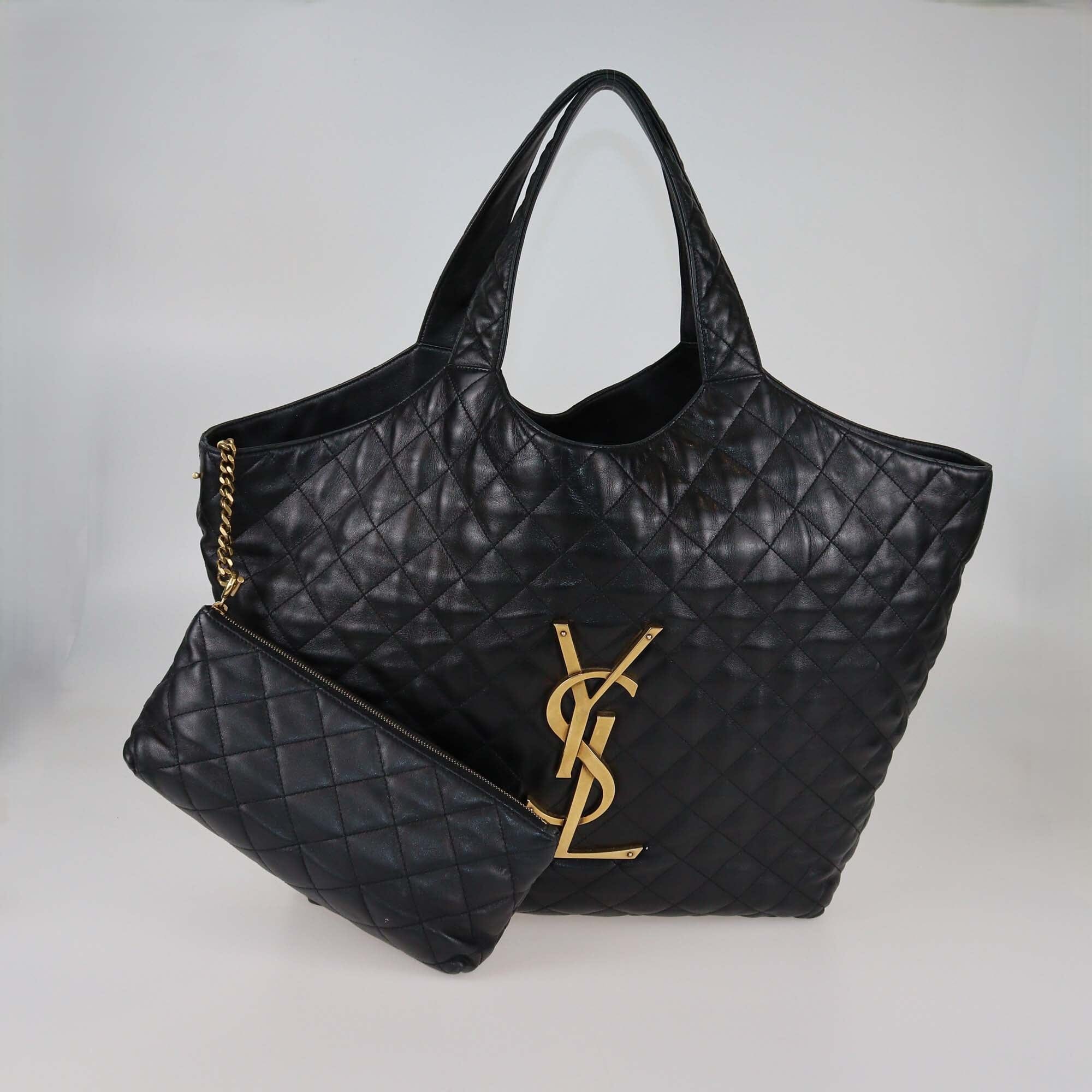 Saint Laurent Black Quilted Maxi ICare Shopping Bag