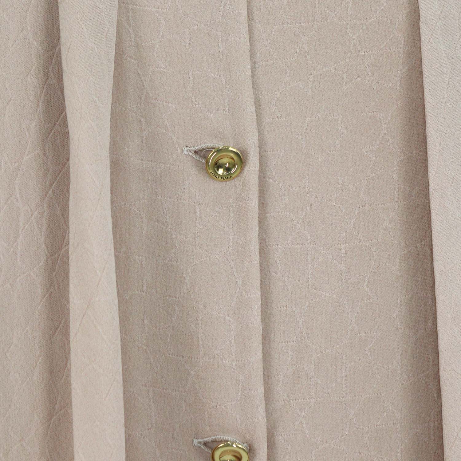 Loro Piana Beige Silk Ceramic Mandala Long Batwing Sleeves Patricia Shirt