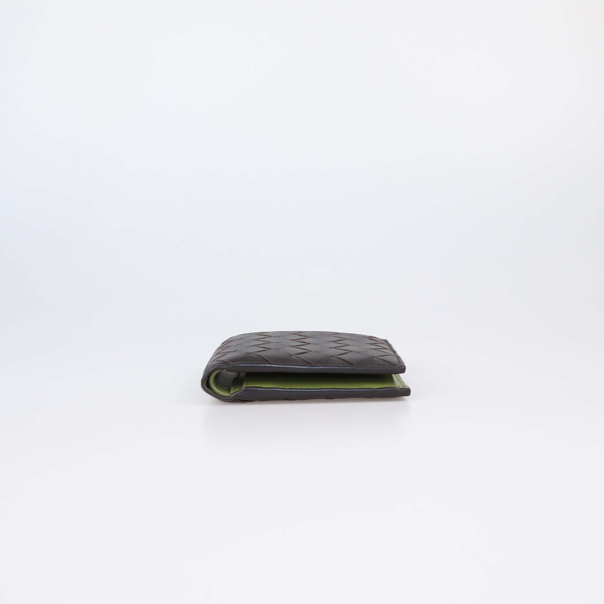 Bottega Veneta Dark Brown Intrecciato Leather Bifold Wallet