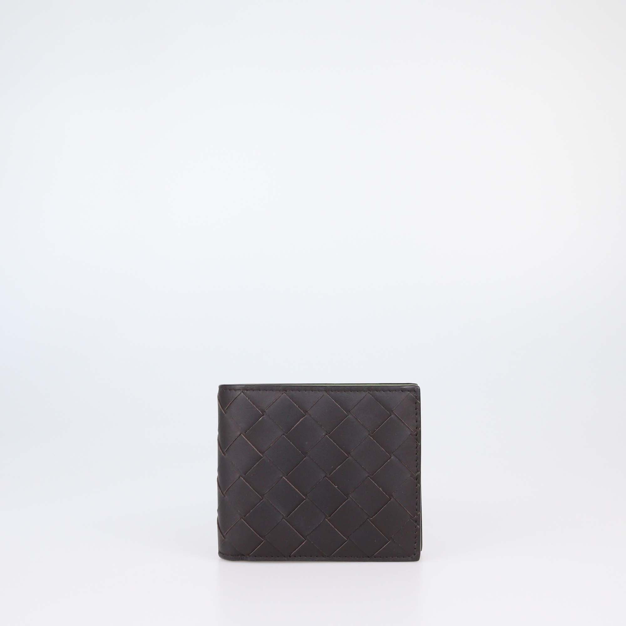 Bottega Veneta Dark Brown Intrecciato Leather Bifold Wallet