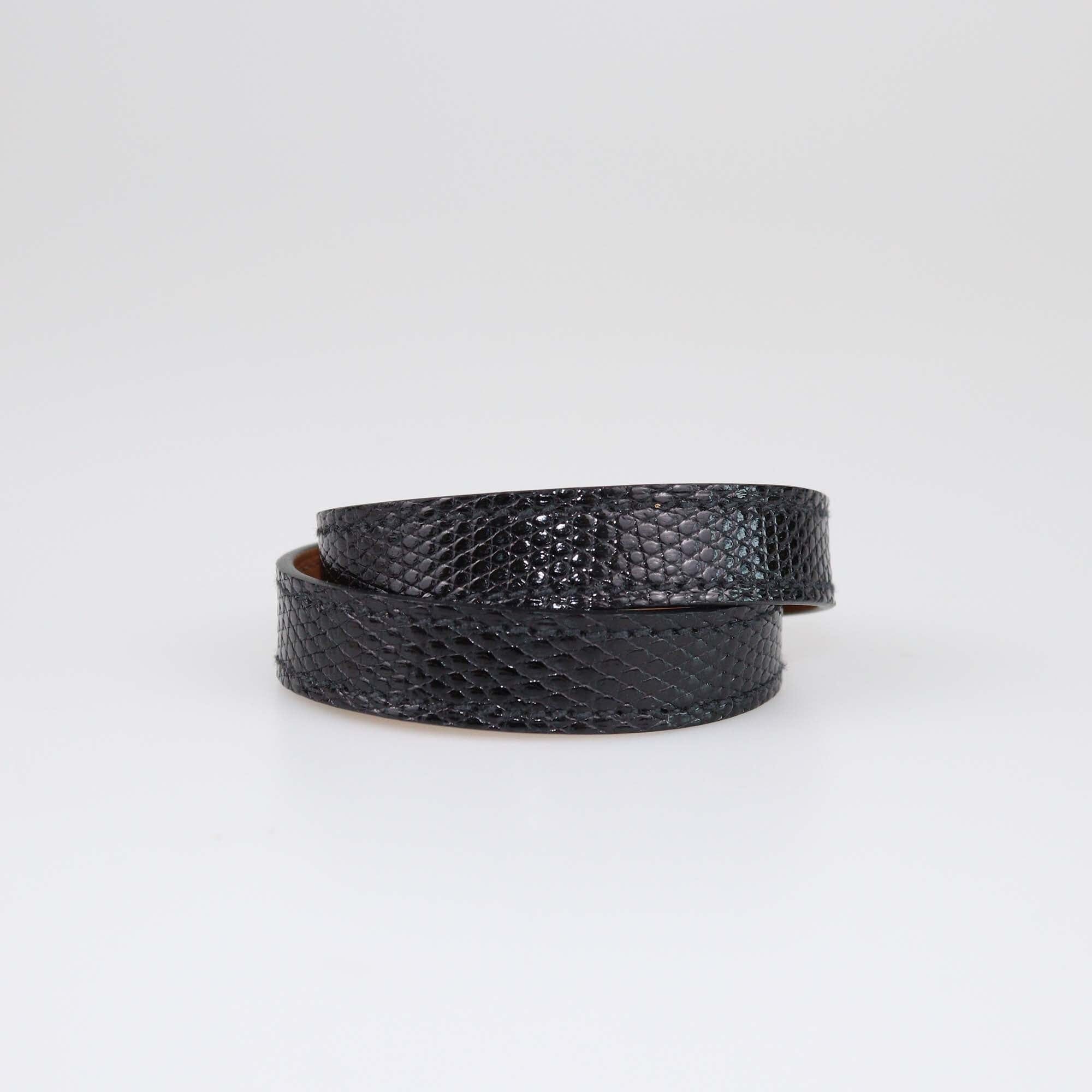 Hermes Noir Salvator Lizard Kelly Double Bracelet PM Womens Hermes