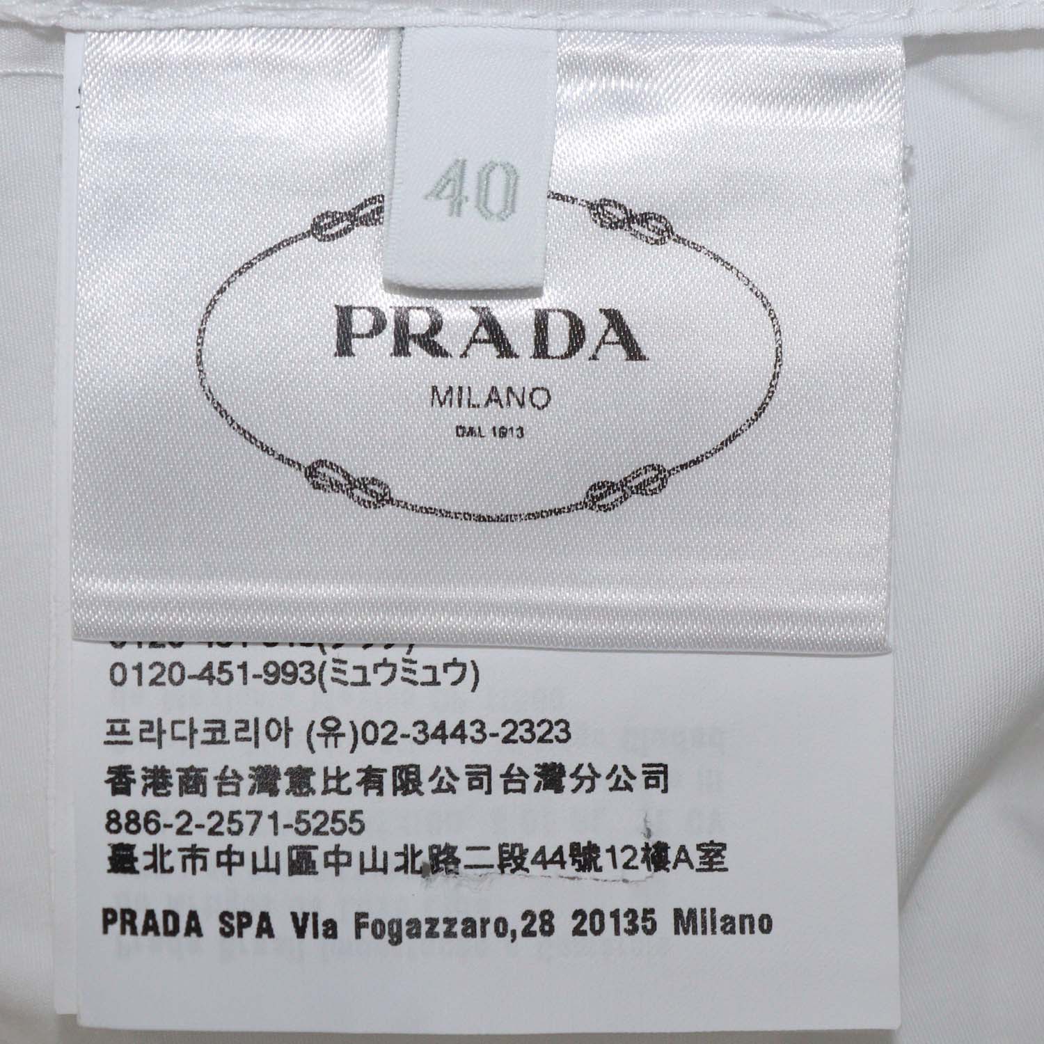 Prada White Cotton Point Button Front Shirt