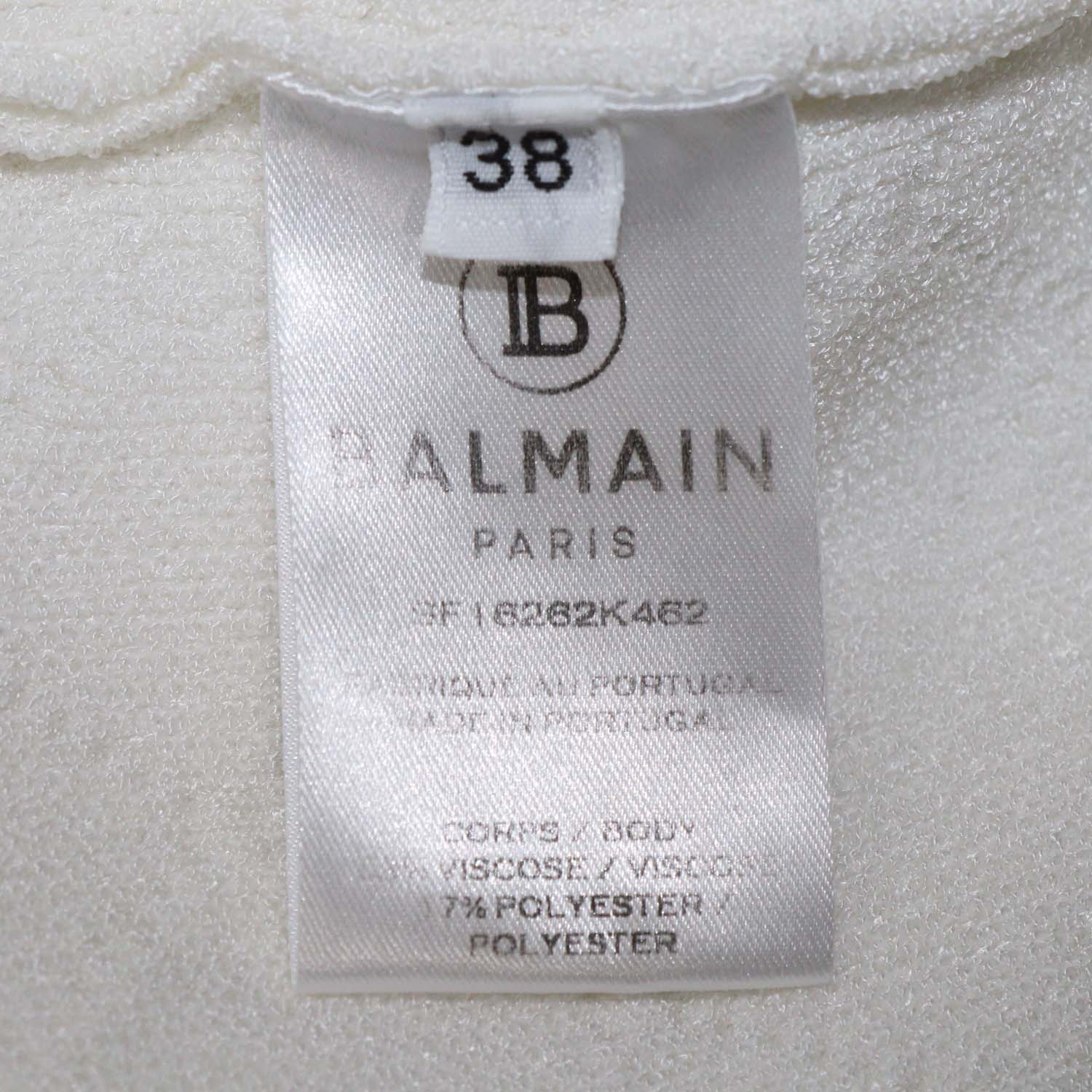 Balmain White Jacquard Knit Button Detail Mini Dress