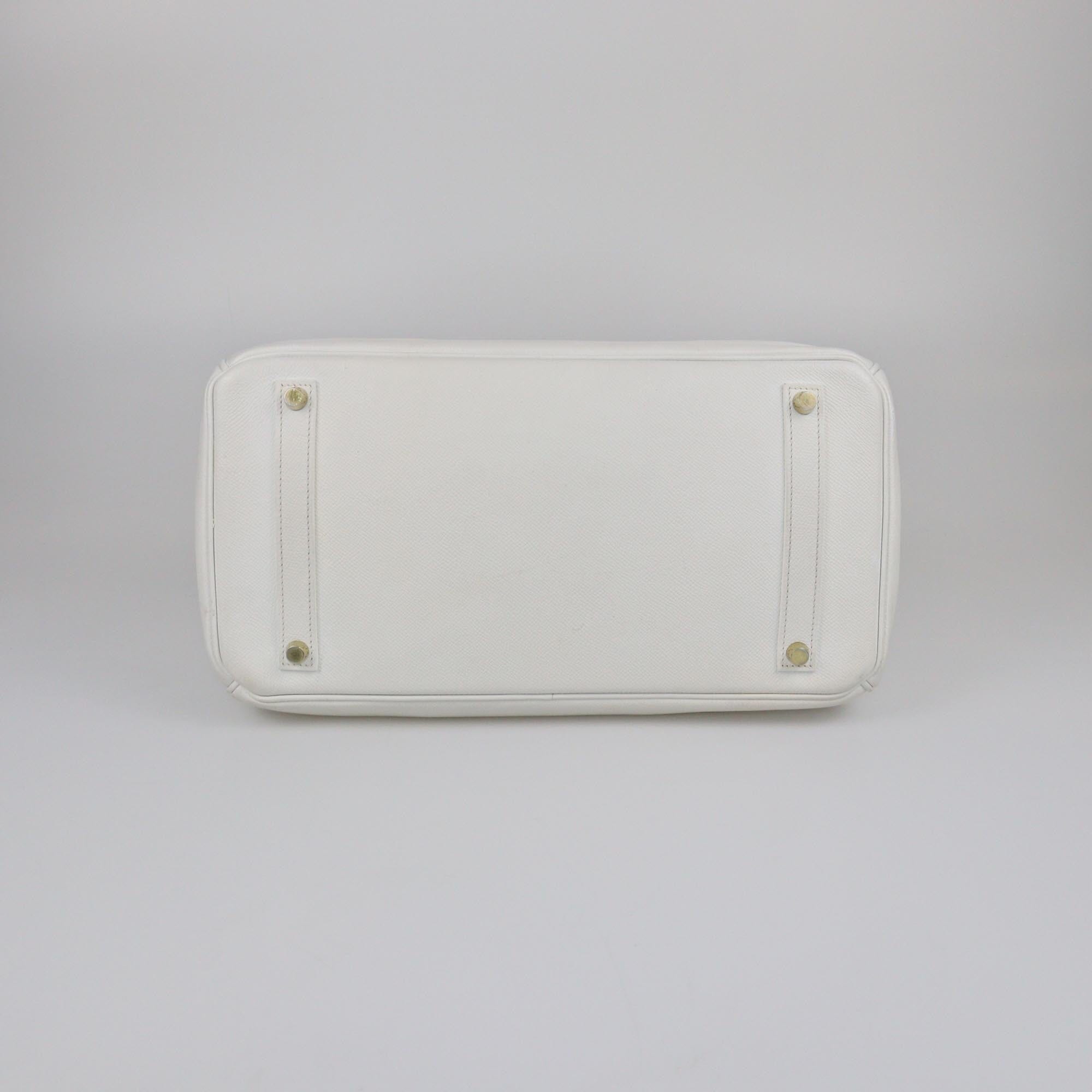 Hermes White Epsom Gold Hardware Birkin 35 Bag Womens Hermes