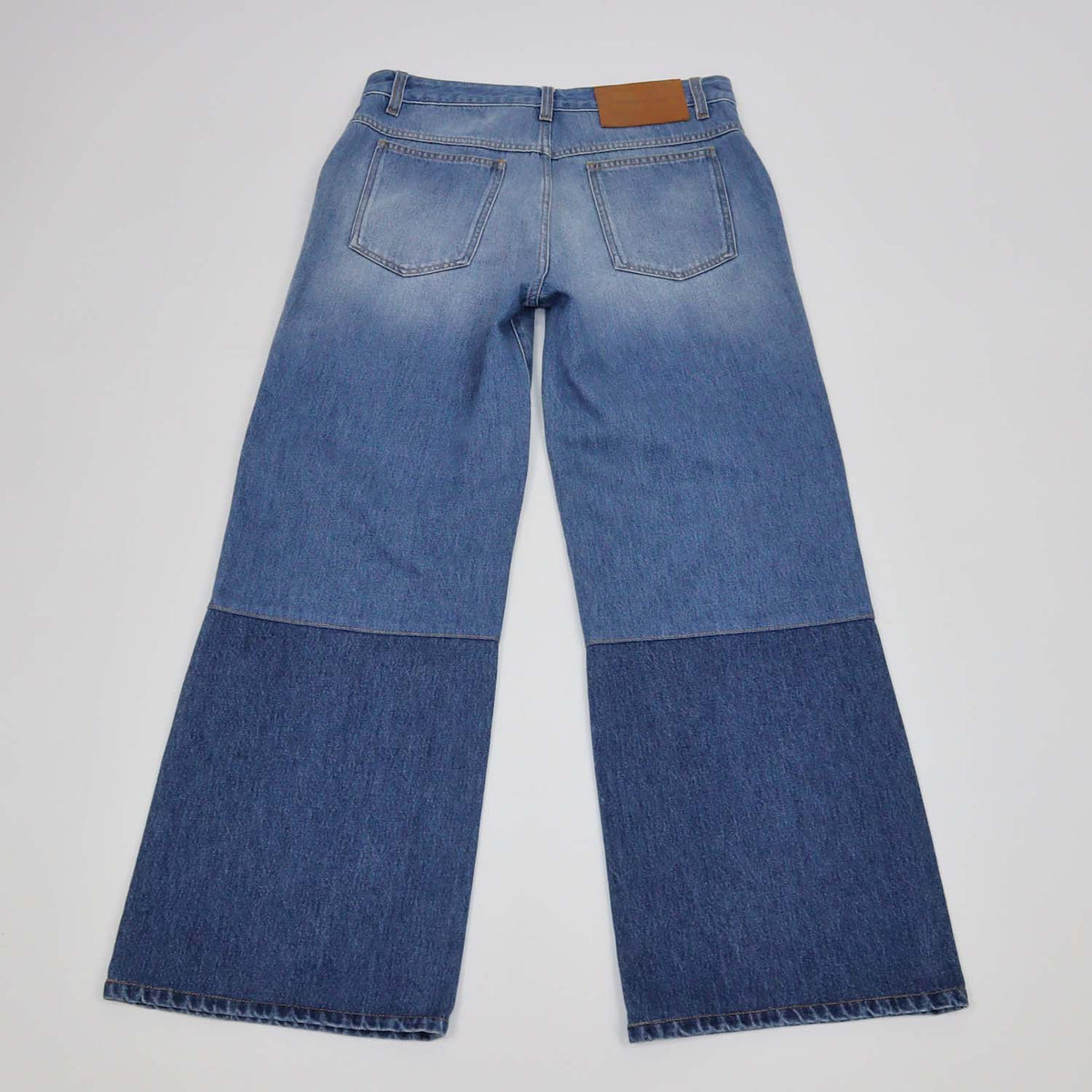 Victoria Beckham Washed Blue Denim Low Rise Bootcut Leg Pants