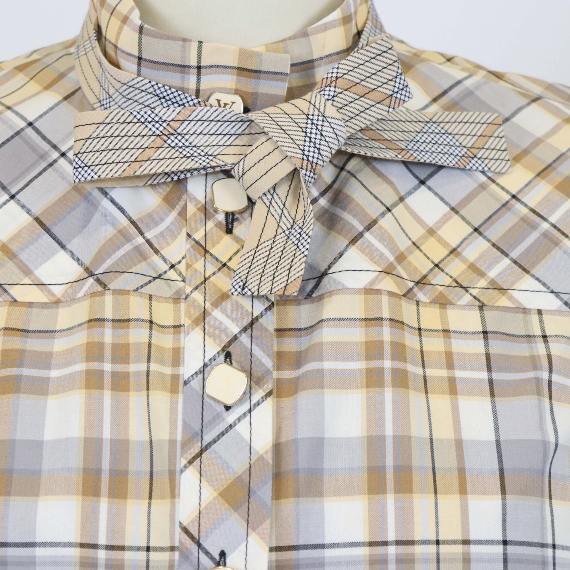 Louis Vuitton Beige Cotton Plaid Checkered Tie Sleeveless Top