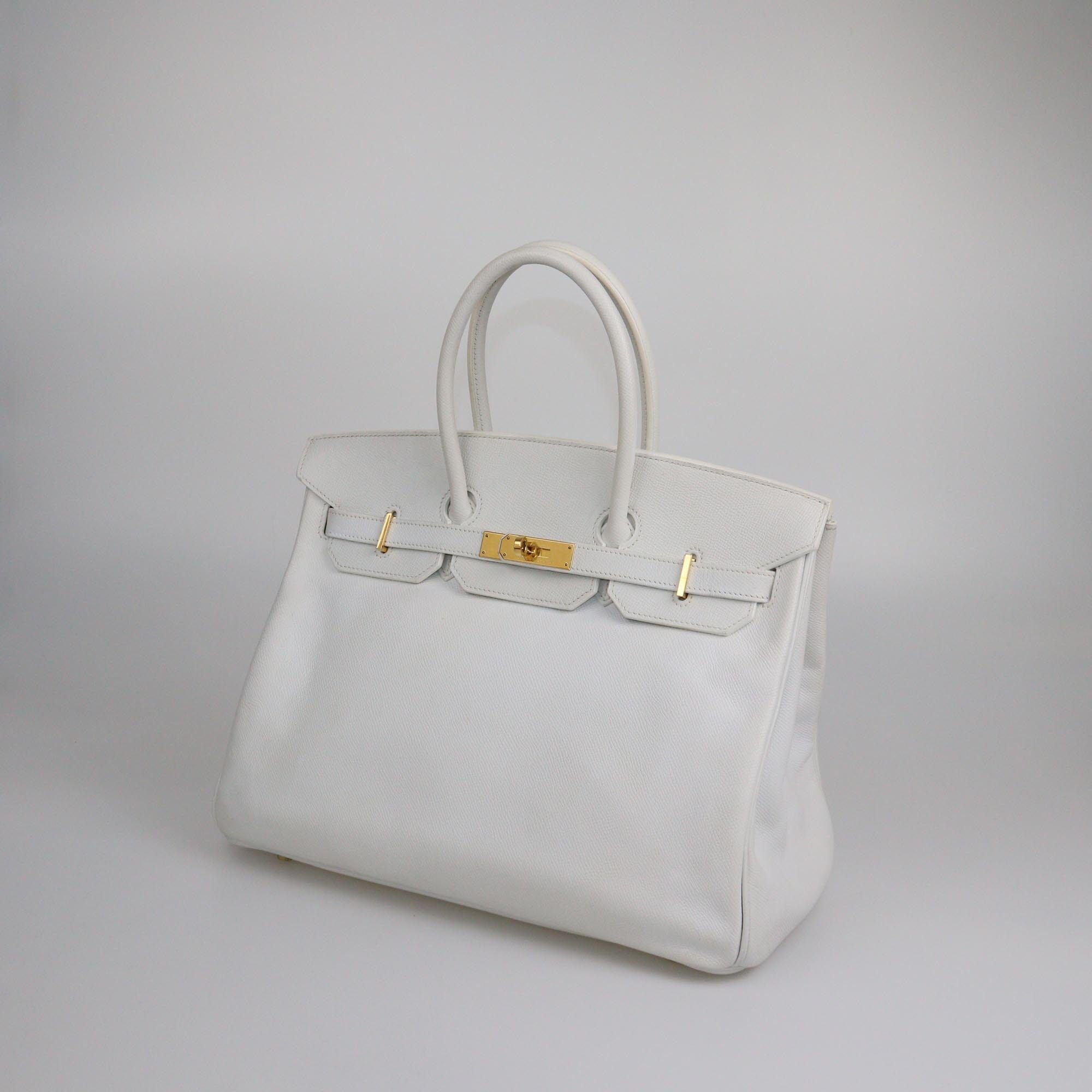 Hermes White Epsom Gold Hardware Birkin 35 Bag Womens Hermes