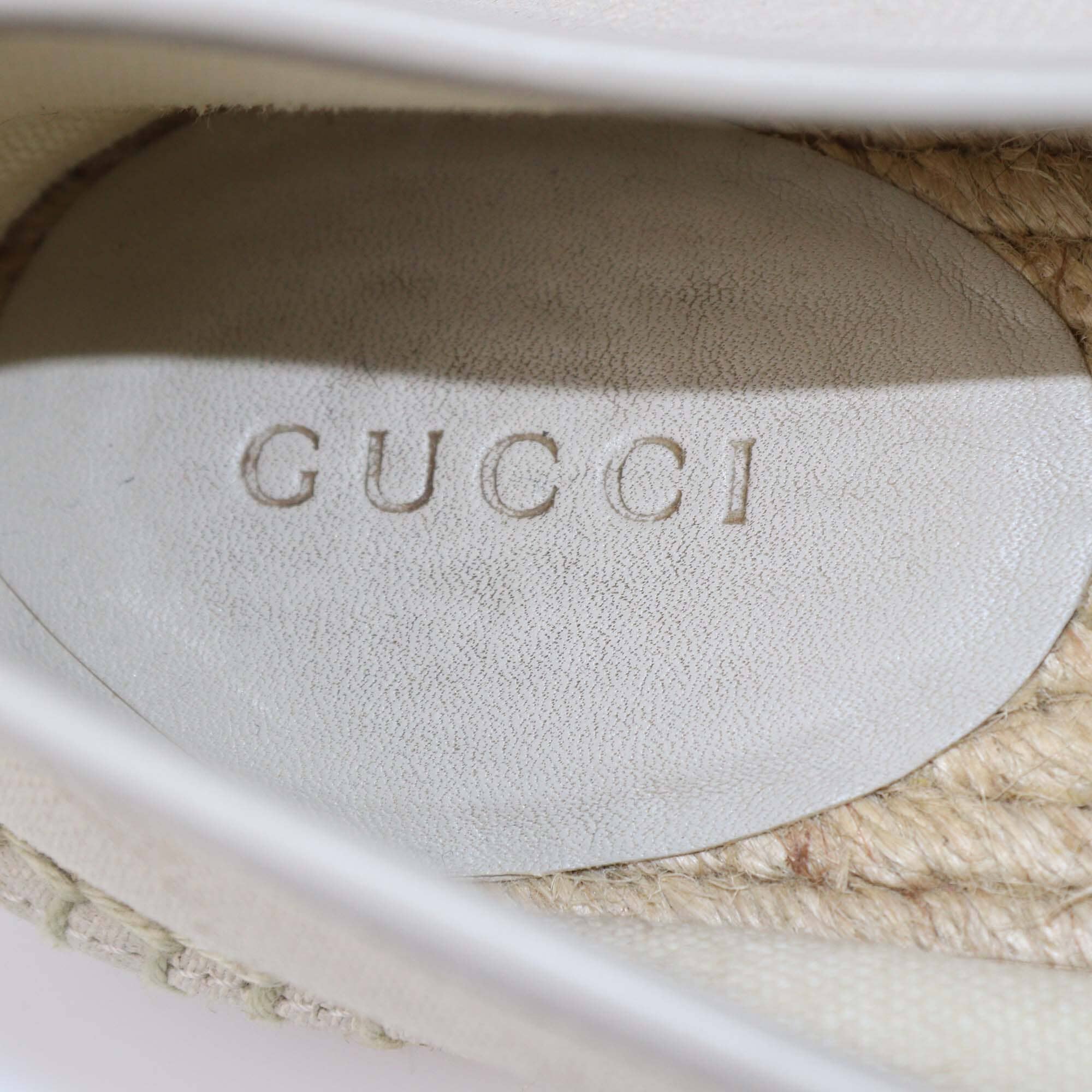 Gucci Beige GG Canvas Espadrille Flats Womens Gucci