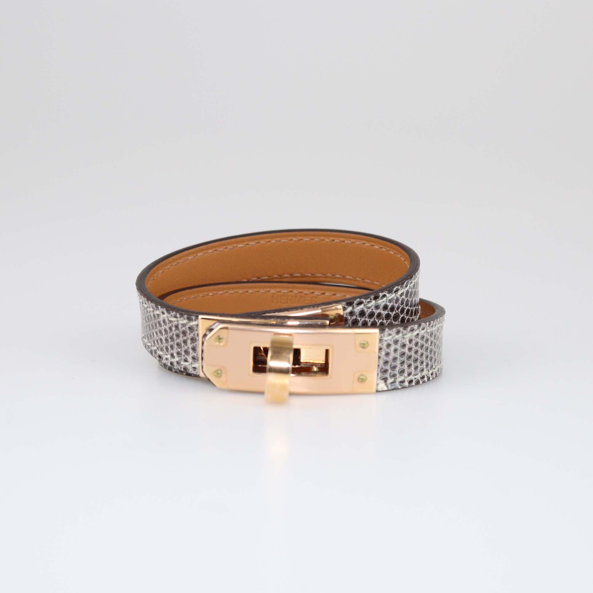 Hermes Ombre Salvator Lizard Kelly Double Bracelet PM Womens Hermes