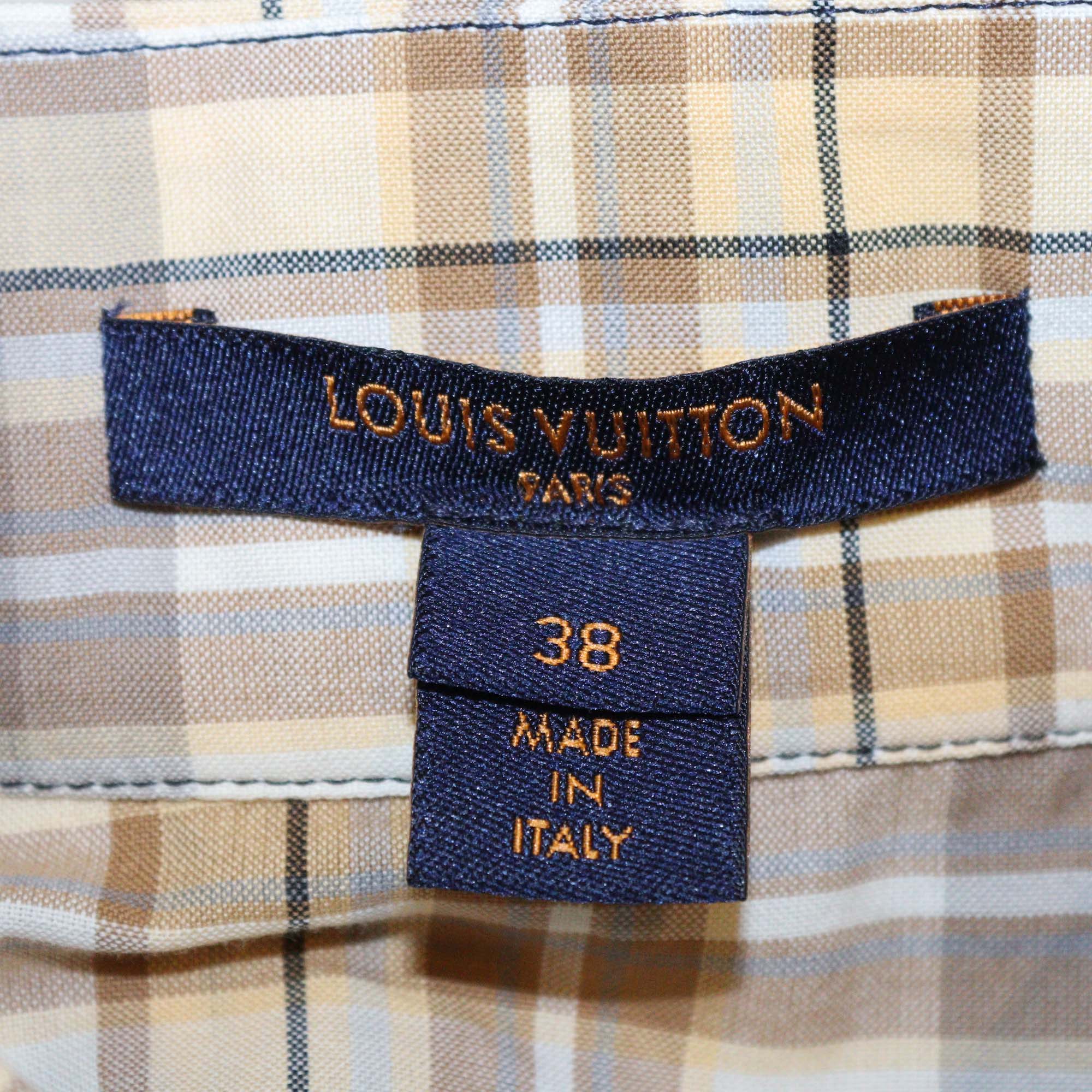 Louis Vuitton Beige Cotton Plaid Checkered Tie Sleeveless Top