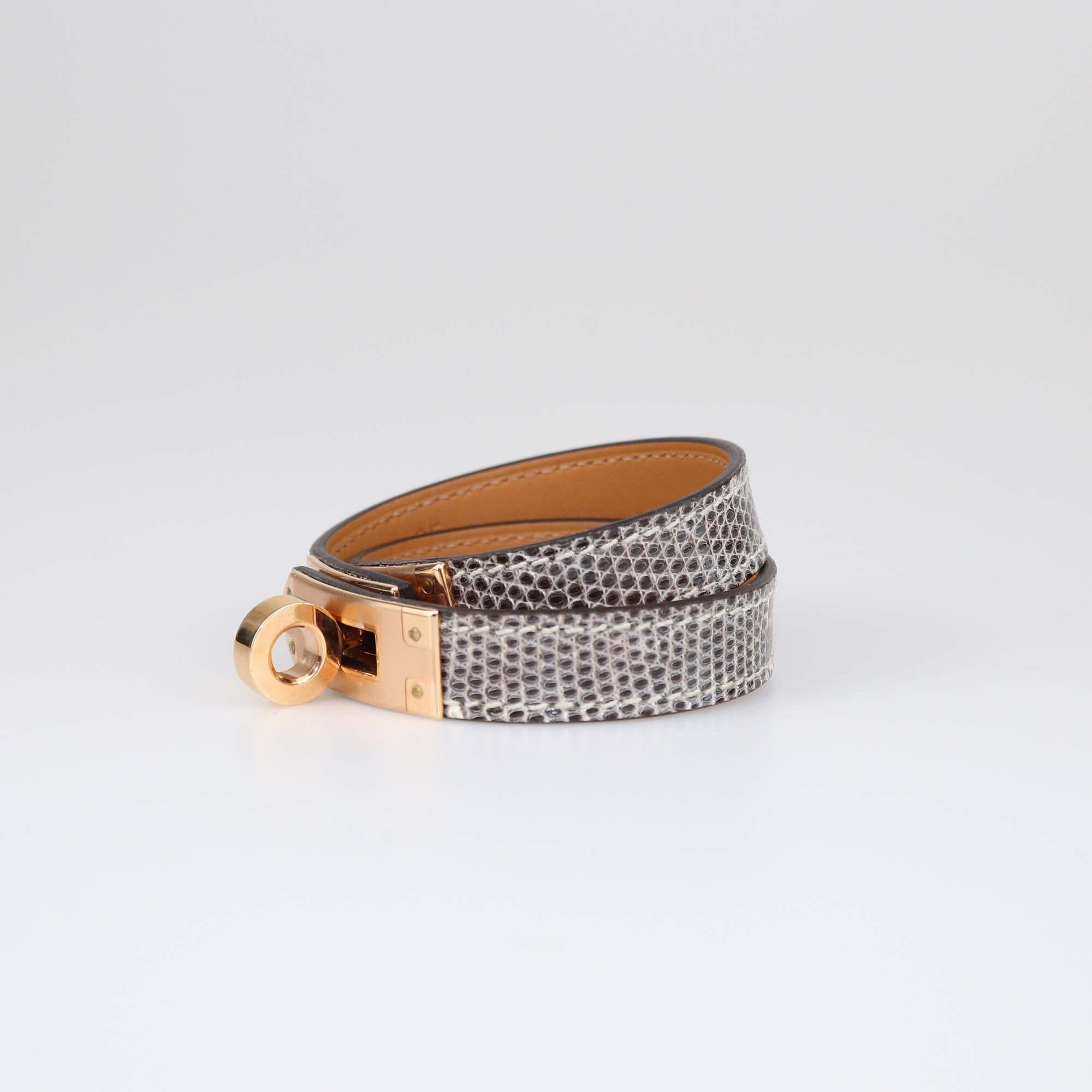 Hermes Ombre Salvator Lizard Kelly Double Bracelet PM Womens Hermes