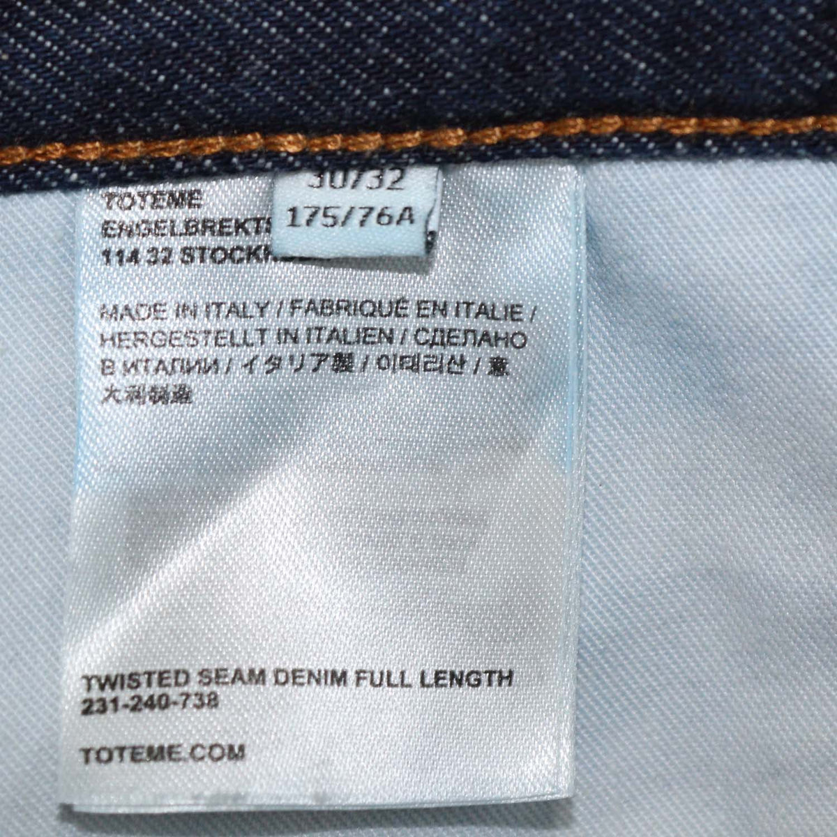 Toteme Dark Blue Denim Twisted Seam Full Length Pants