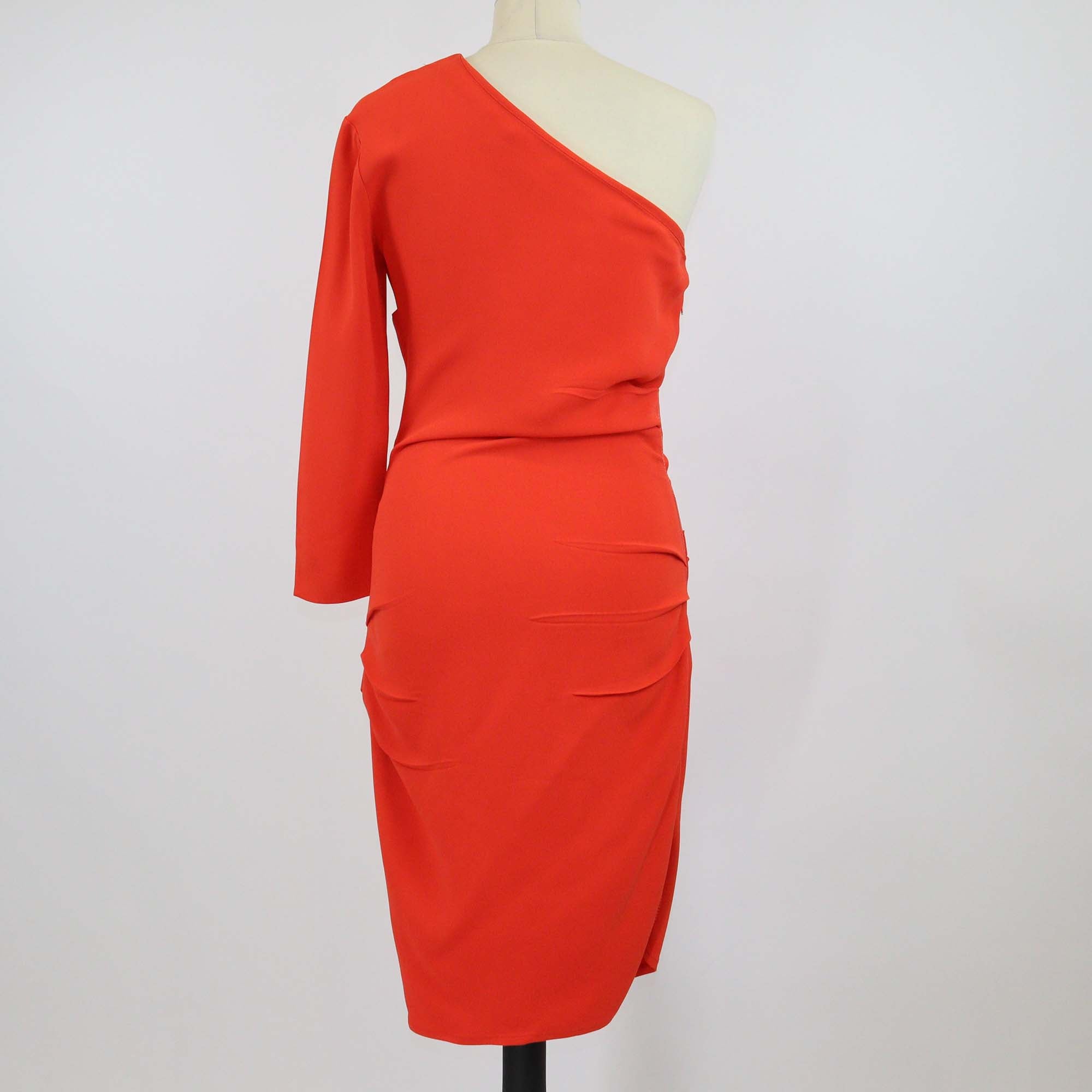 Elisabetta Franchi Orange Viscose 20th Anniversary Crepe One Shoulder Dress