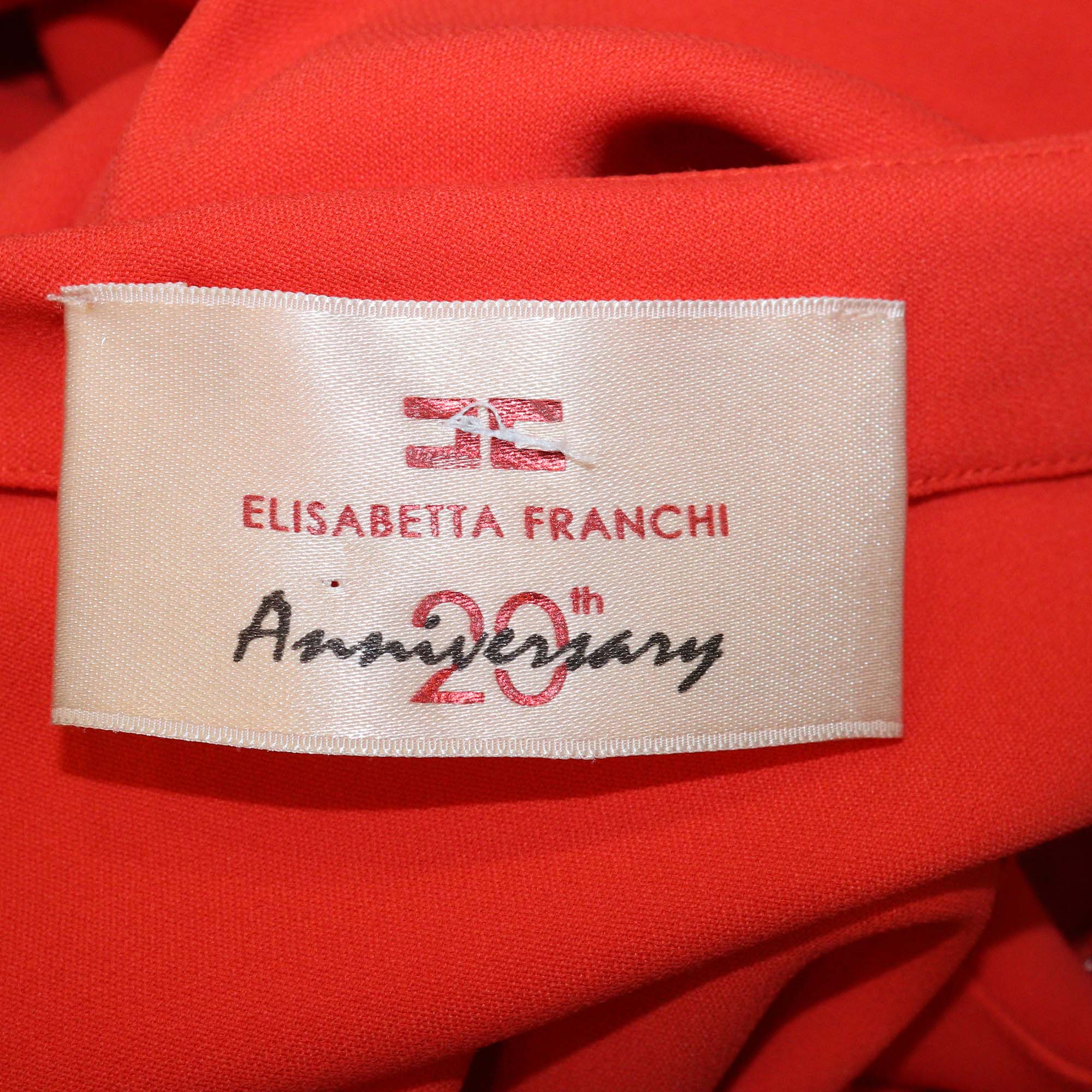 Elisabetta Franchi Orange Viscose 20th Anniversary Crepe One Shoulder Dress