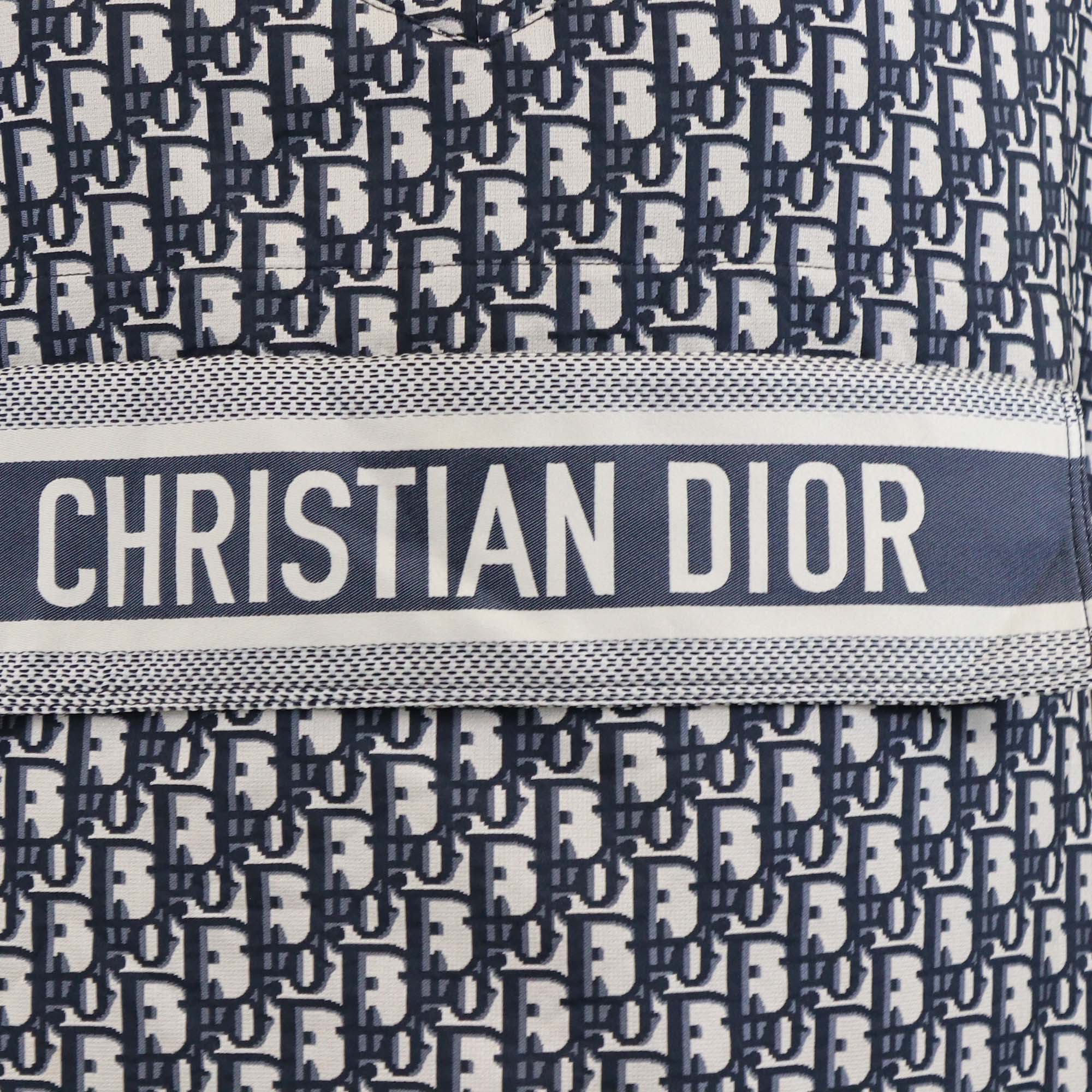 Christian Dior Blue Oblique Polyester Oversized Hooded Jacket