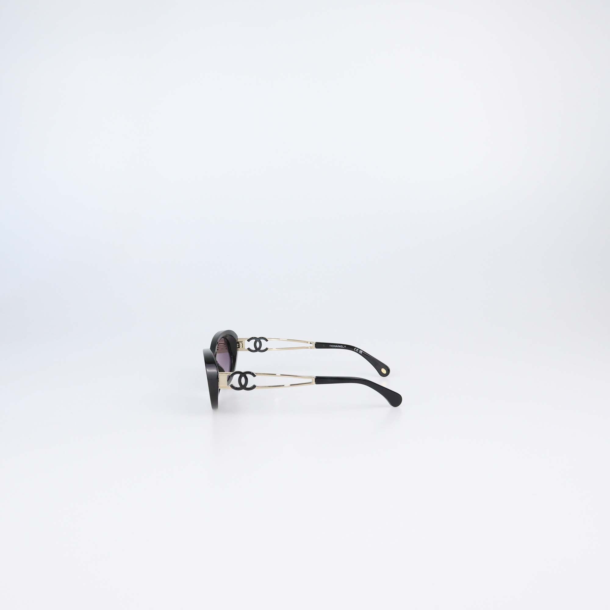 Chanel Black Gradient Oval Sunglasses