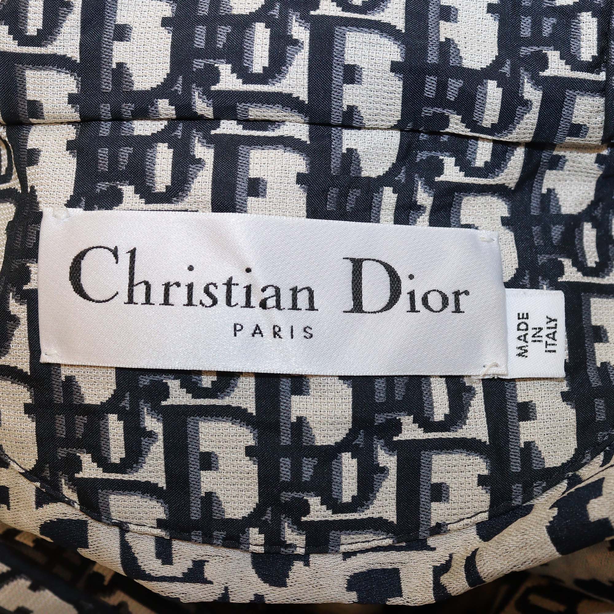 Christian Dior Blue Oblique Polyester Oversized Hooded Jacket