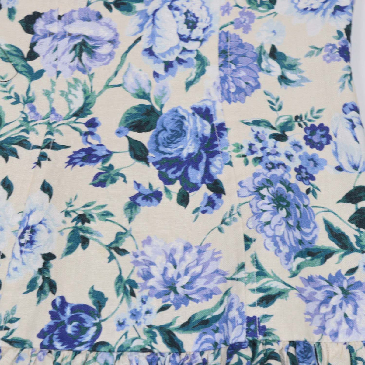 Zimmermann Cream,Blue Linen Moncur Floral Mini Dress
