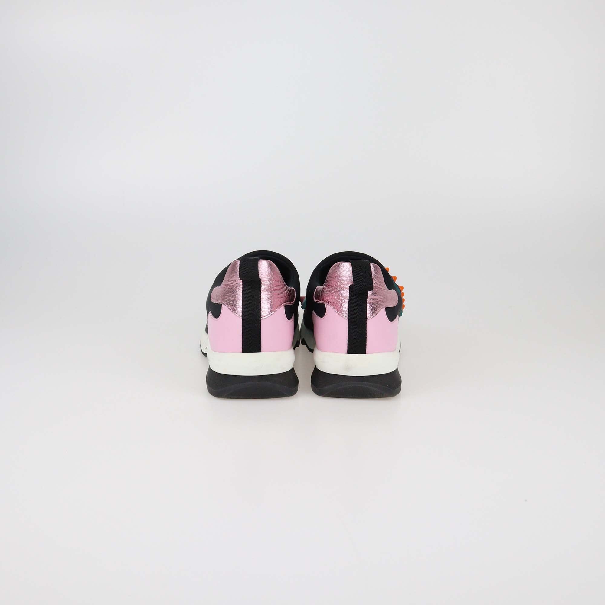 Fendi Black/Pink Fun Fair Logo Slip On Sneakers Womens Fendi
