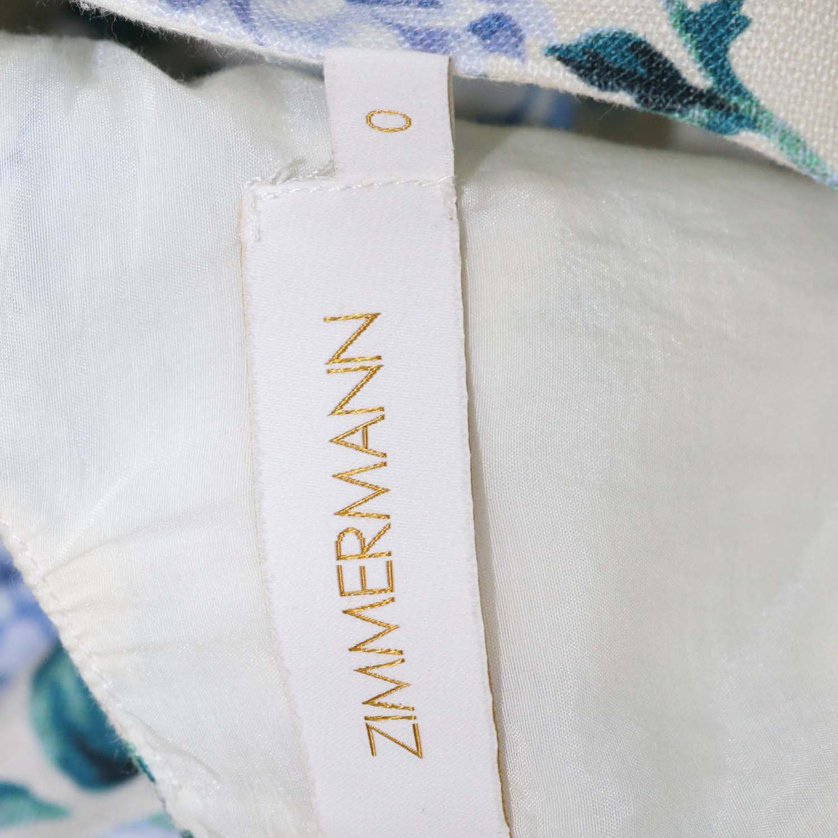 Zimmermann Cream,Blue Linen Moncur Floral Mini Dress