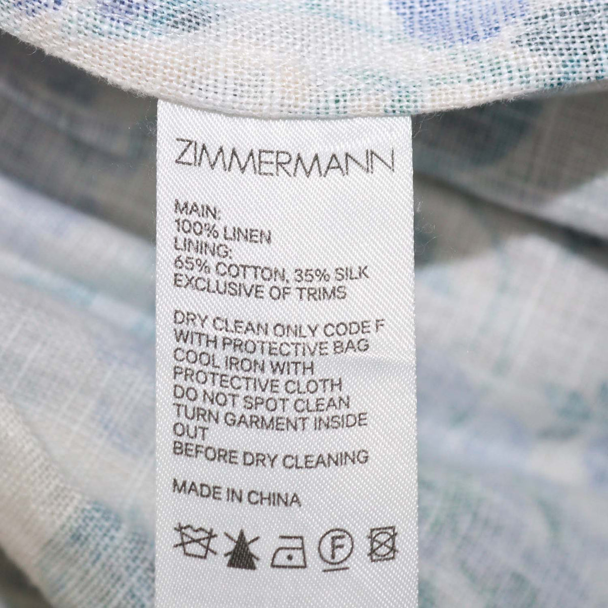 Zimmermann Cream,Blue Linen Moncur Floral Mini Dress