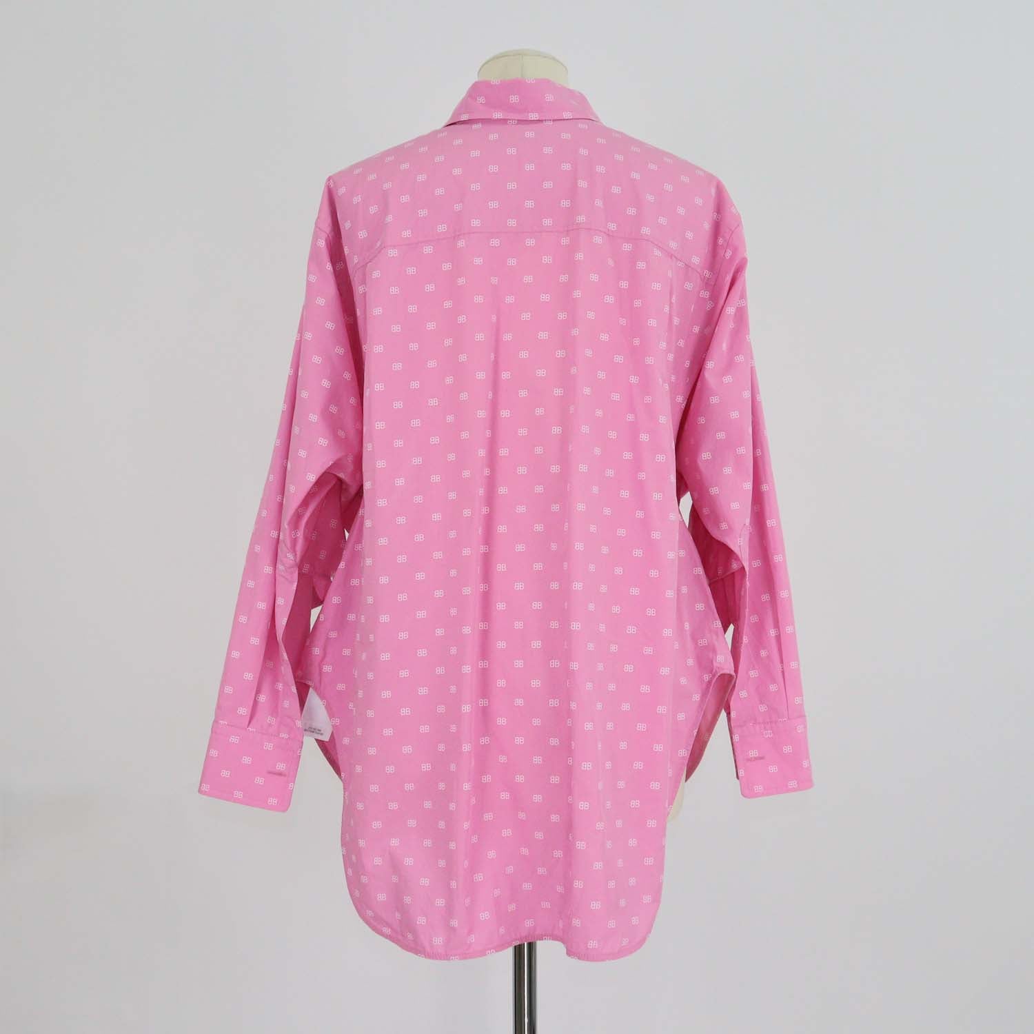 Balenciaga Pink Cotton BB Allover Swing Twisted Poplin Shirt