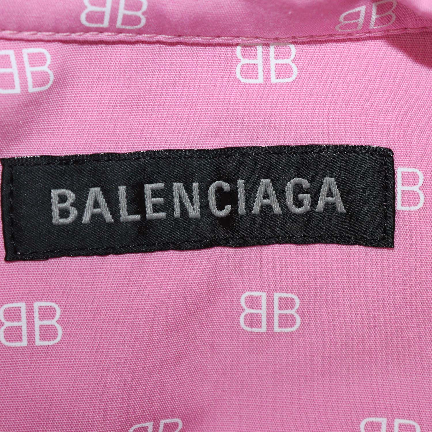 Balenciaga Pink Cotton BB Allover Swing Twisted Poplin Shirt