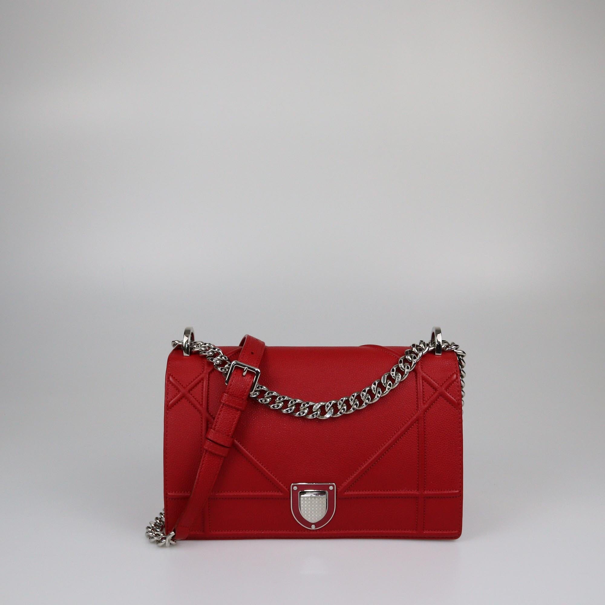 Christian Dior Red Medium Diorama Shoulder Bag Womens Christian Dior