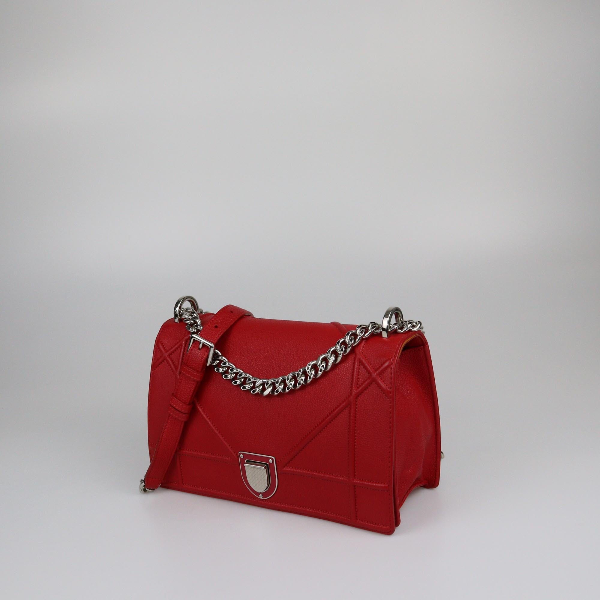 Christian Dior Red Medium Diorama Shoulder Bag Womens Christian Dior