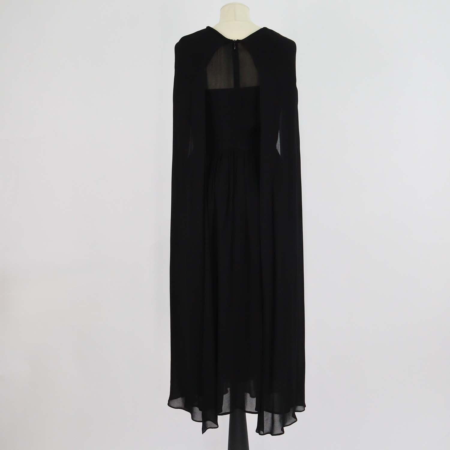 Prada Black Silk Long Sleeve Midi Dress