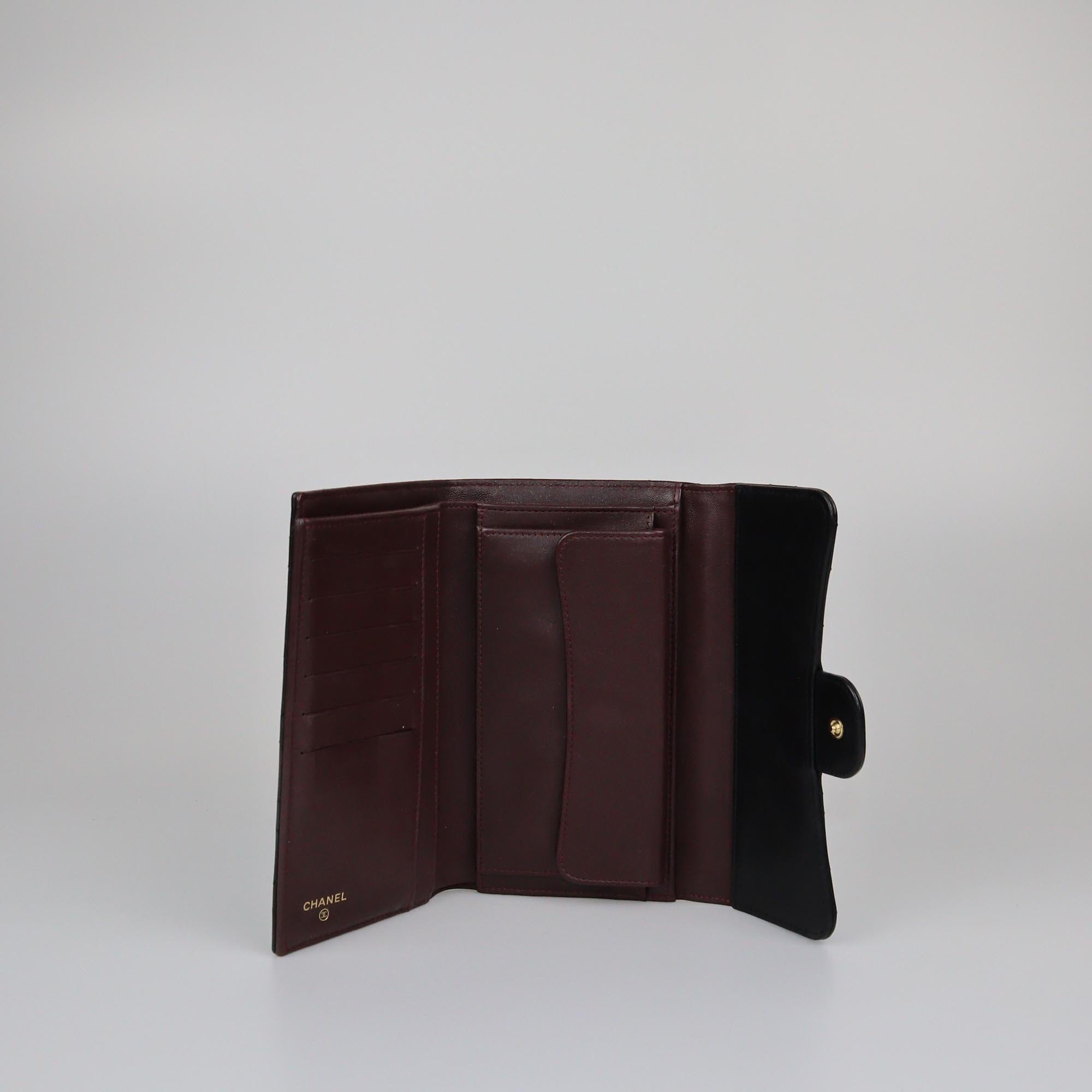 Chanel Black Quilted Classic Trifold Wallet Womens Chanel