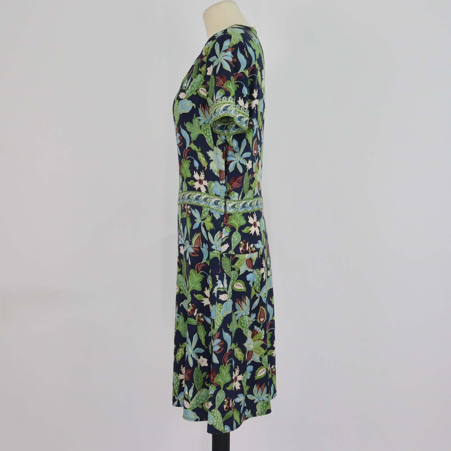 Tory Burch Multicolor Silk Garden Wisteria Print V Neck Mini Dress