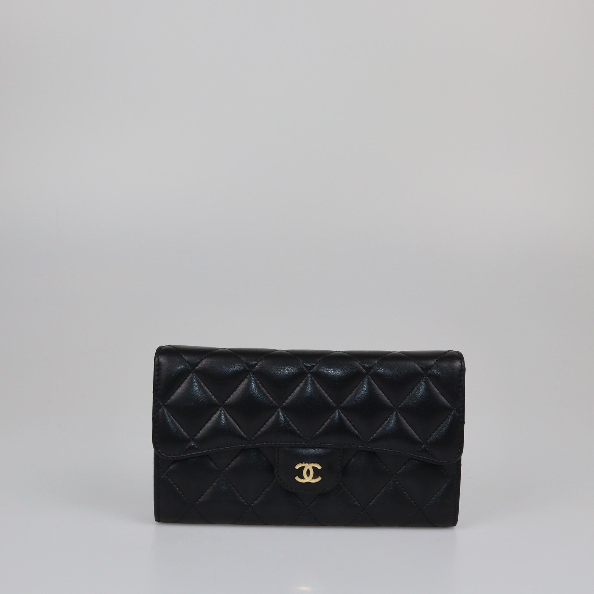 Chanel Black Quilted Classic Trifold Wallet Womens Chanel