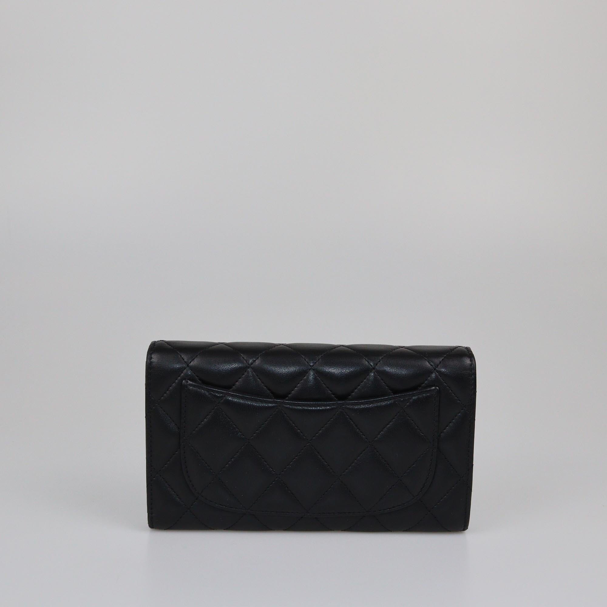 Chanel Black Quilted Classic Trifold Wallet Womens Chanel