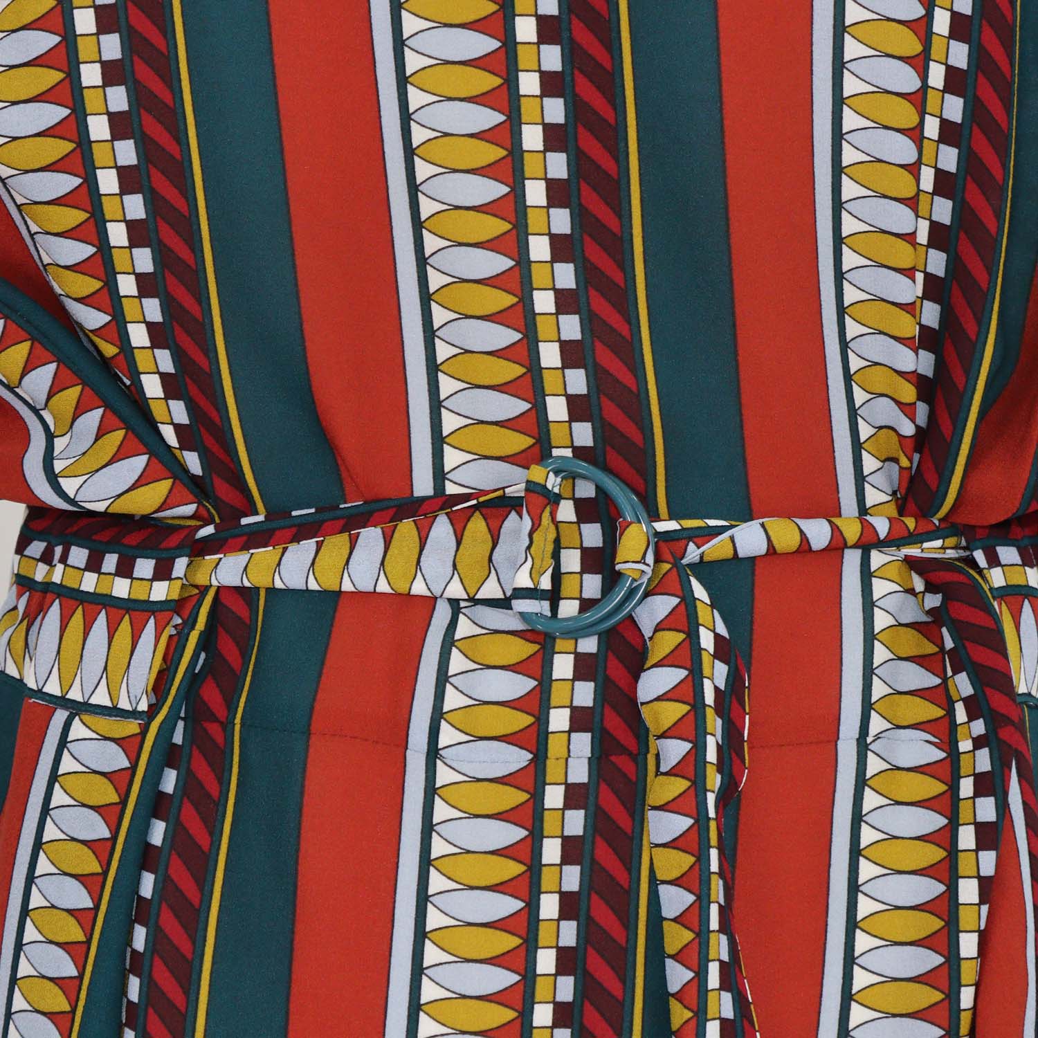 Tory Burch Multicolor Silk Printed Sleeveless Belted Midi Dress
