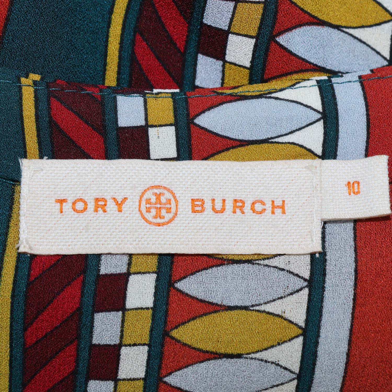 Tory Burch Multicolor Silk Printed Sleeveless Belted Midi Dress
