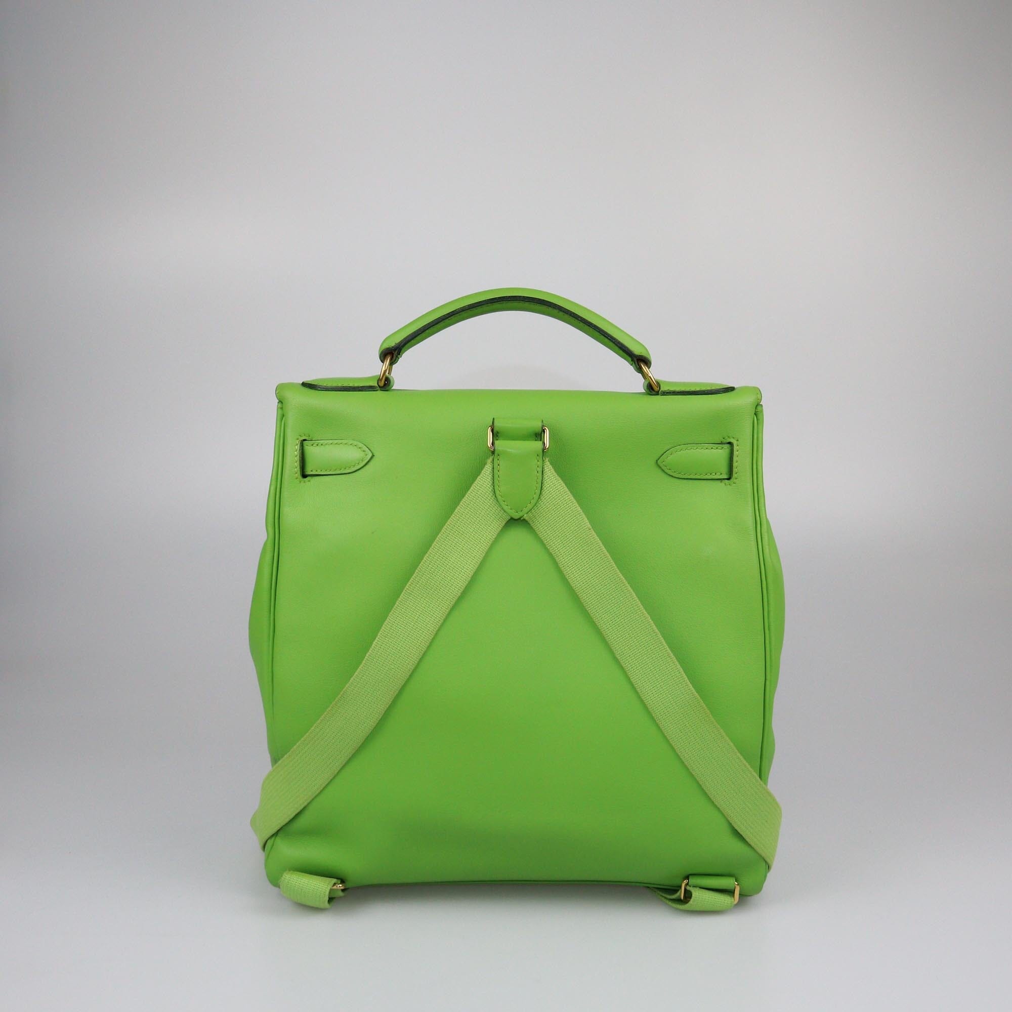 Hermes Apple Green Swift Gold Hardware Kelly Ado Backpack Womens Hermes