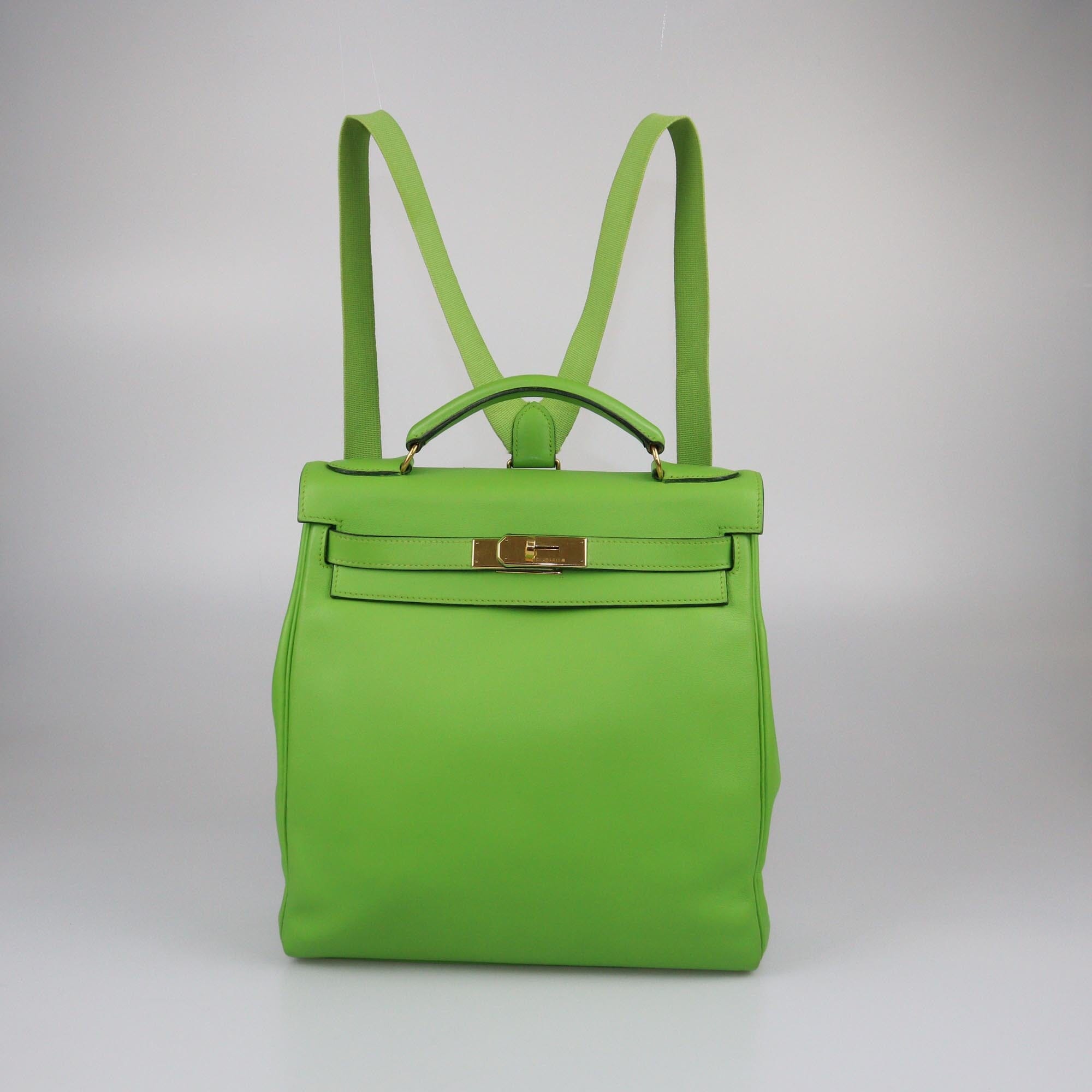 Hermes Apple Green Swift Gold Hardware Kelly Ado Backpack Womens Hermes