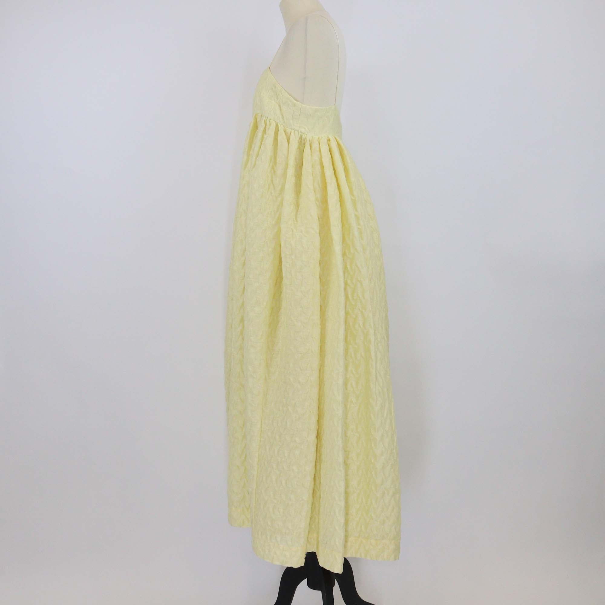 Cecilie Bahnsen Light Yellow Sleeveless Square Neckline Tent Dress