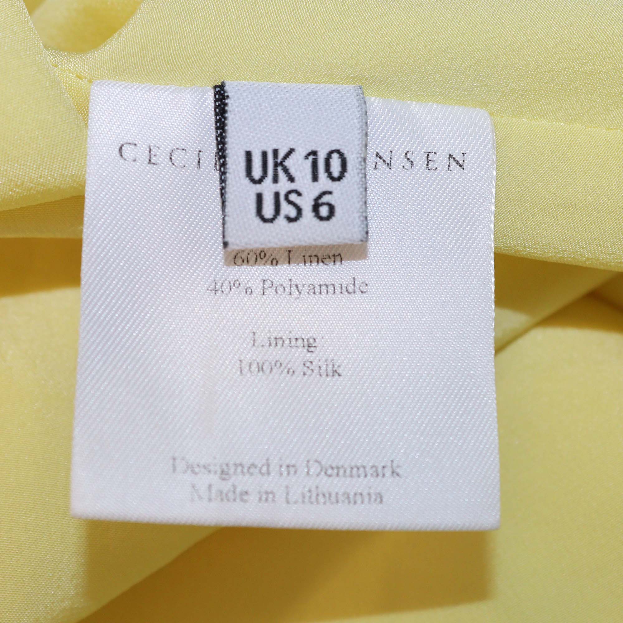 Cecilie Bahnsen Light Yellow Sleeveless Square Neckline Tent Dress