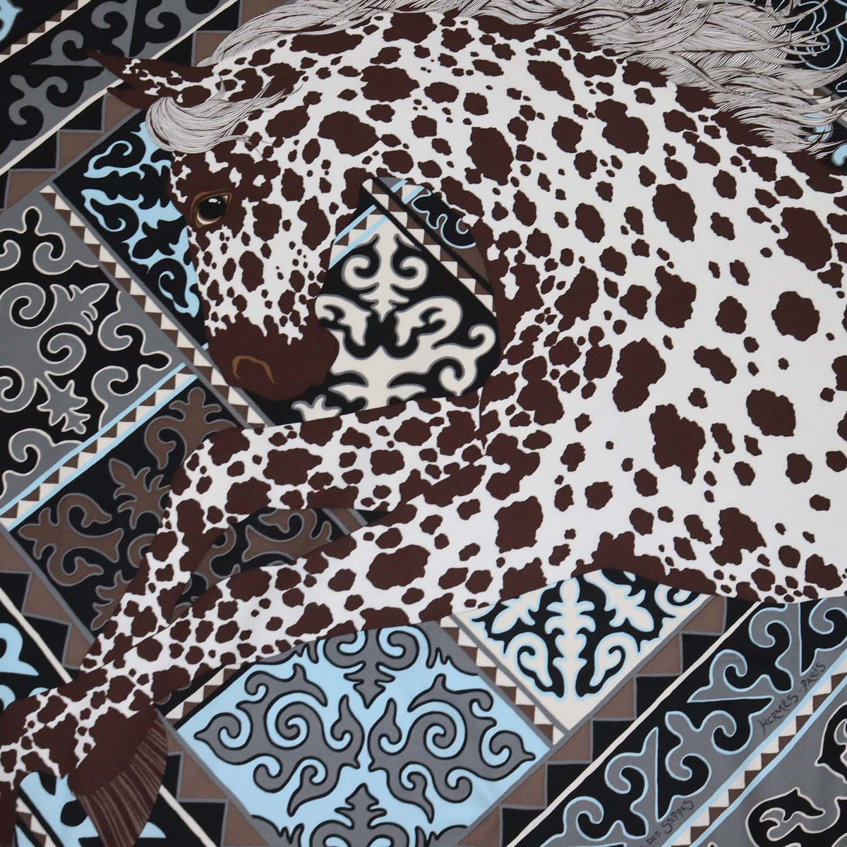 Hermes Multicolor Silk Appaloosa des Steppes Scarf 90