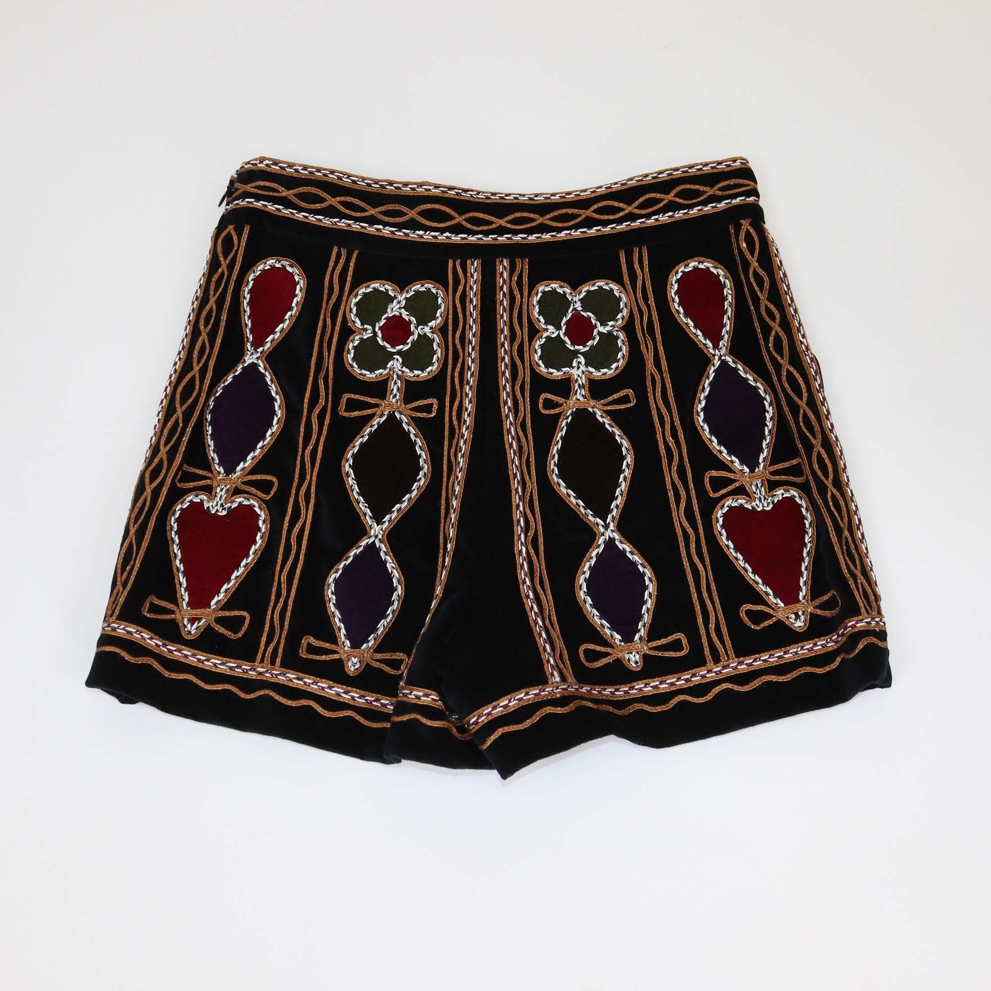 Christian Dior Multicolor Velvet Embroidered Patterned Mini Short