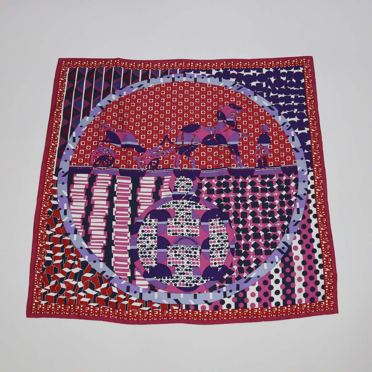 Hermes Multicolor Silk Ex-Libris en Cravates Scarf 90