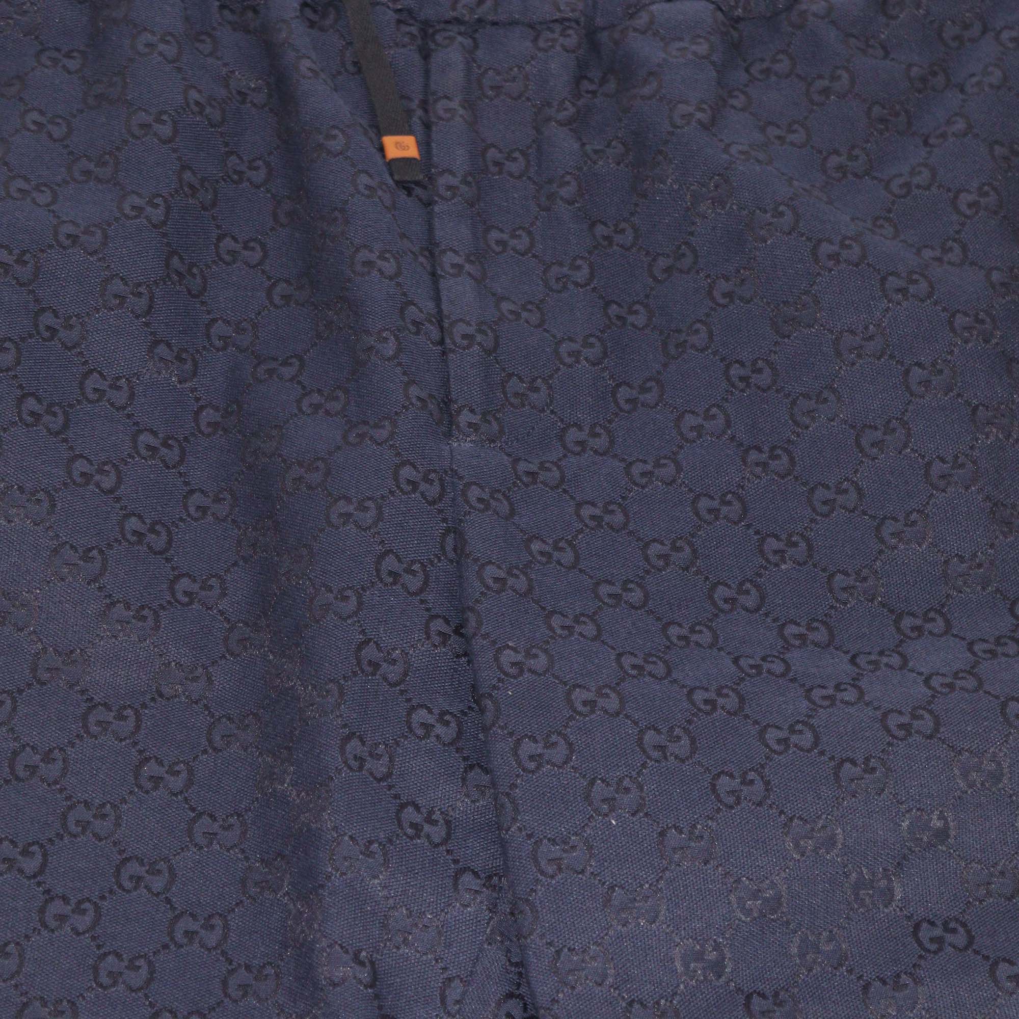 Gucci Navy Blue GG Canvas Drawstring Trouser