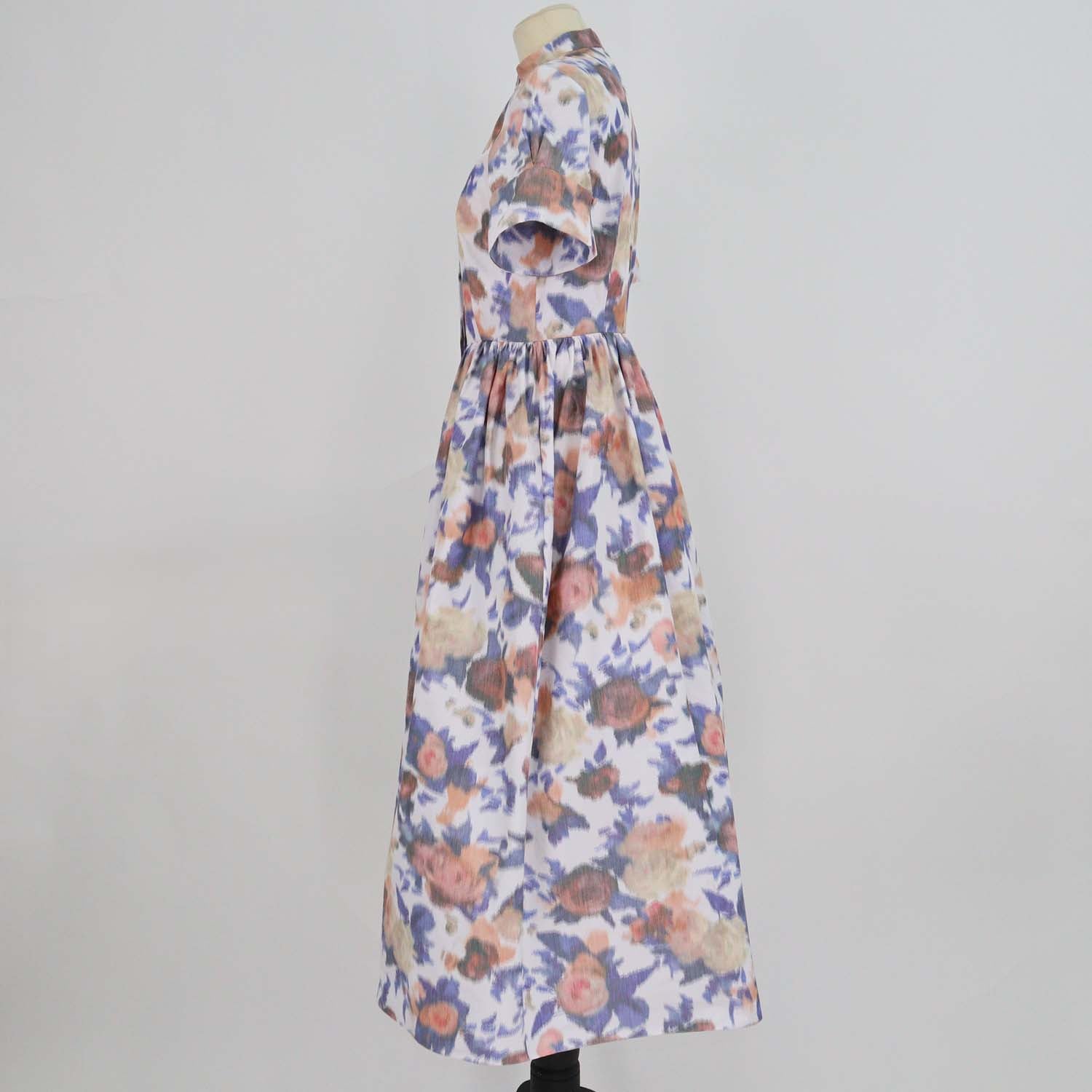 Erdem Multicolor Blend Cotton Floral Taffeta Midi Shirtdress